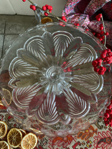 Clear Pressed Glass Cake Stand