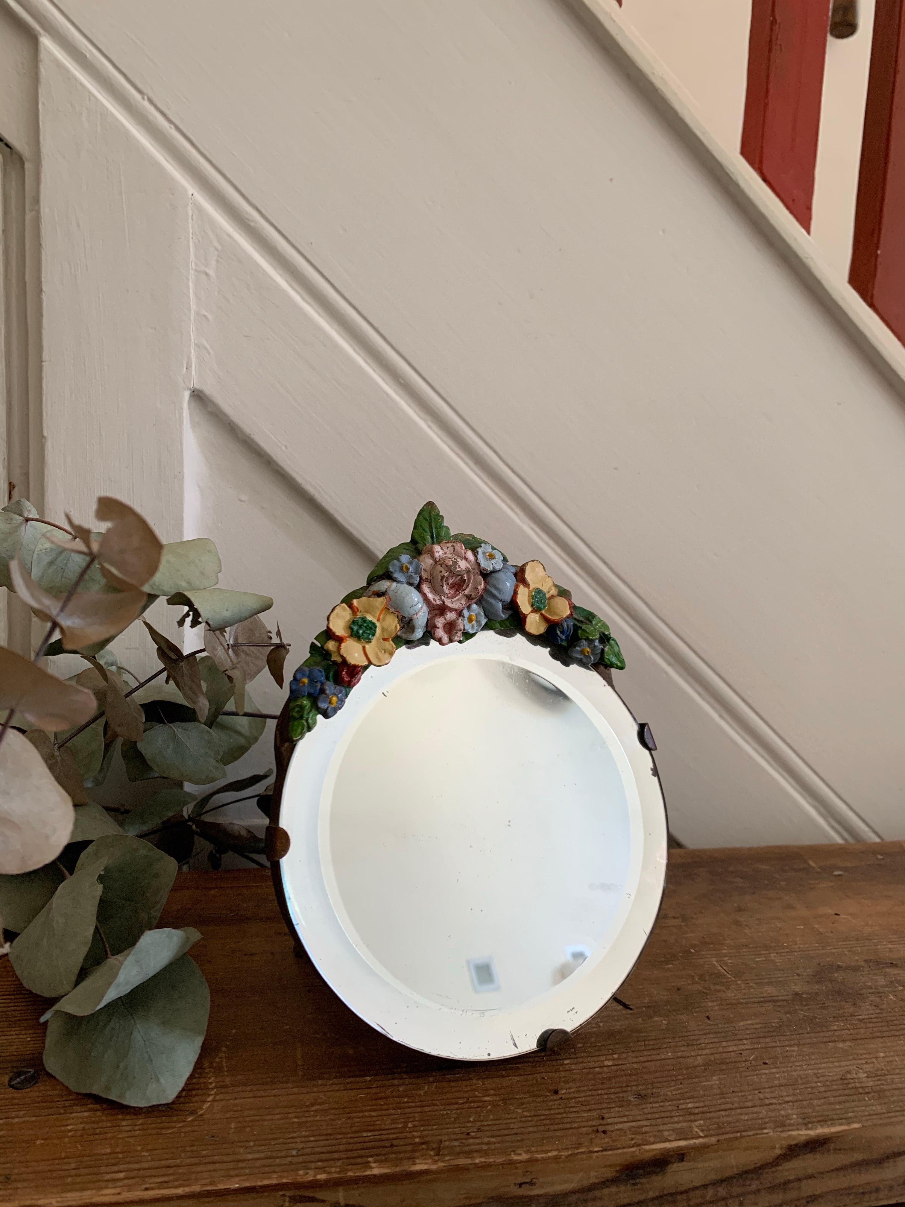 Barbola Mirror with Decorative Flowers