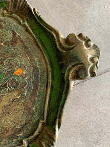 Small Green Florentine Gilt Tray