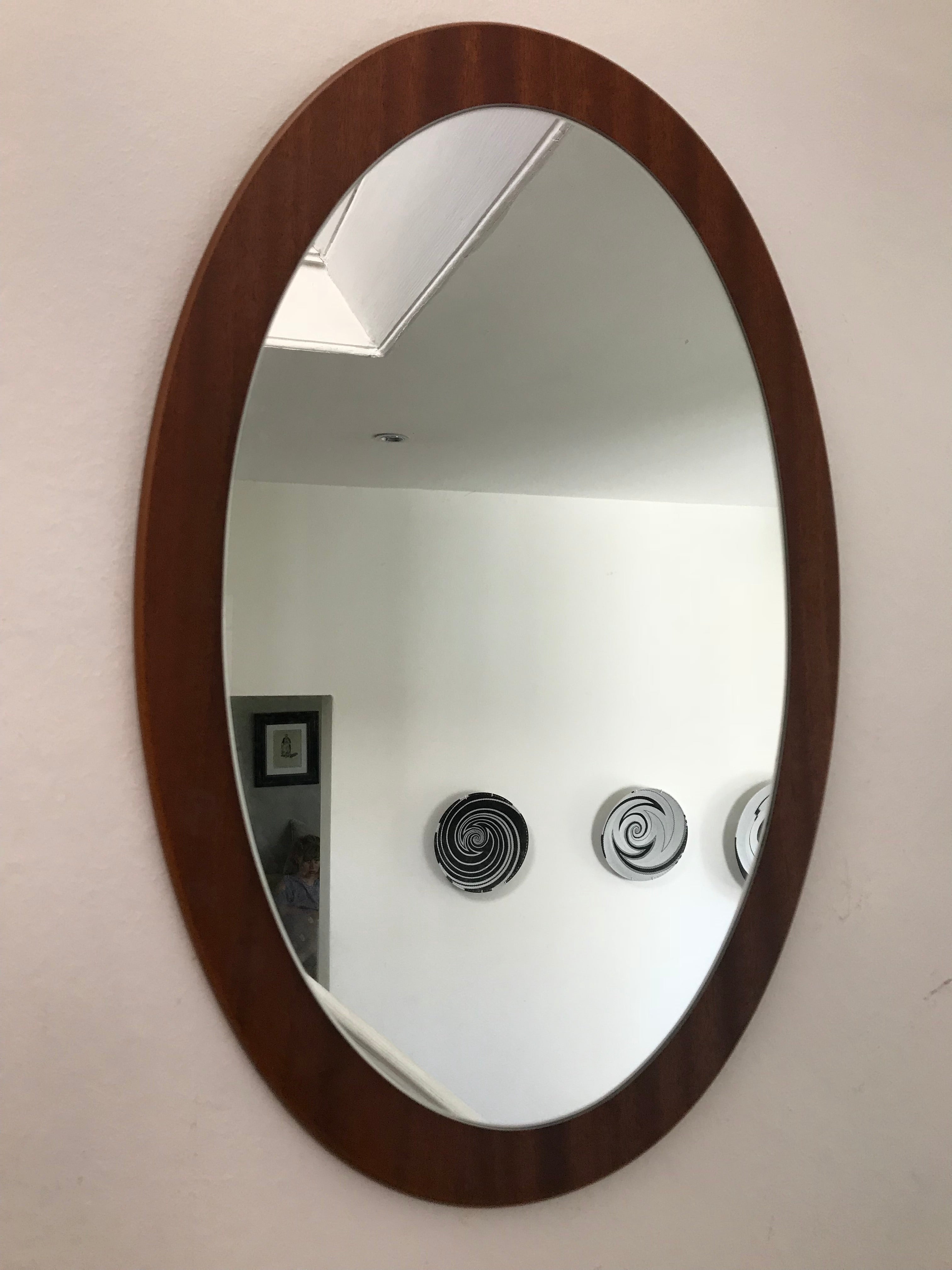1970S Oval Teak Mirror