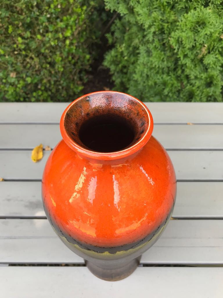 West German Vase in green and orange