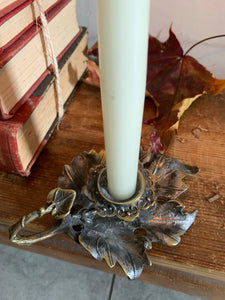 "Leaf" Gilt & Pewter Candleholder