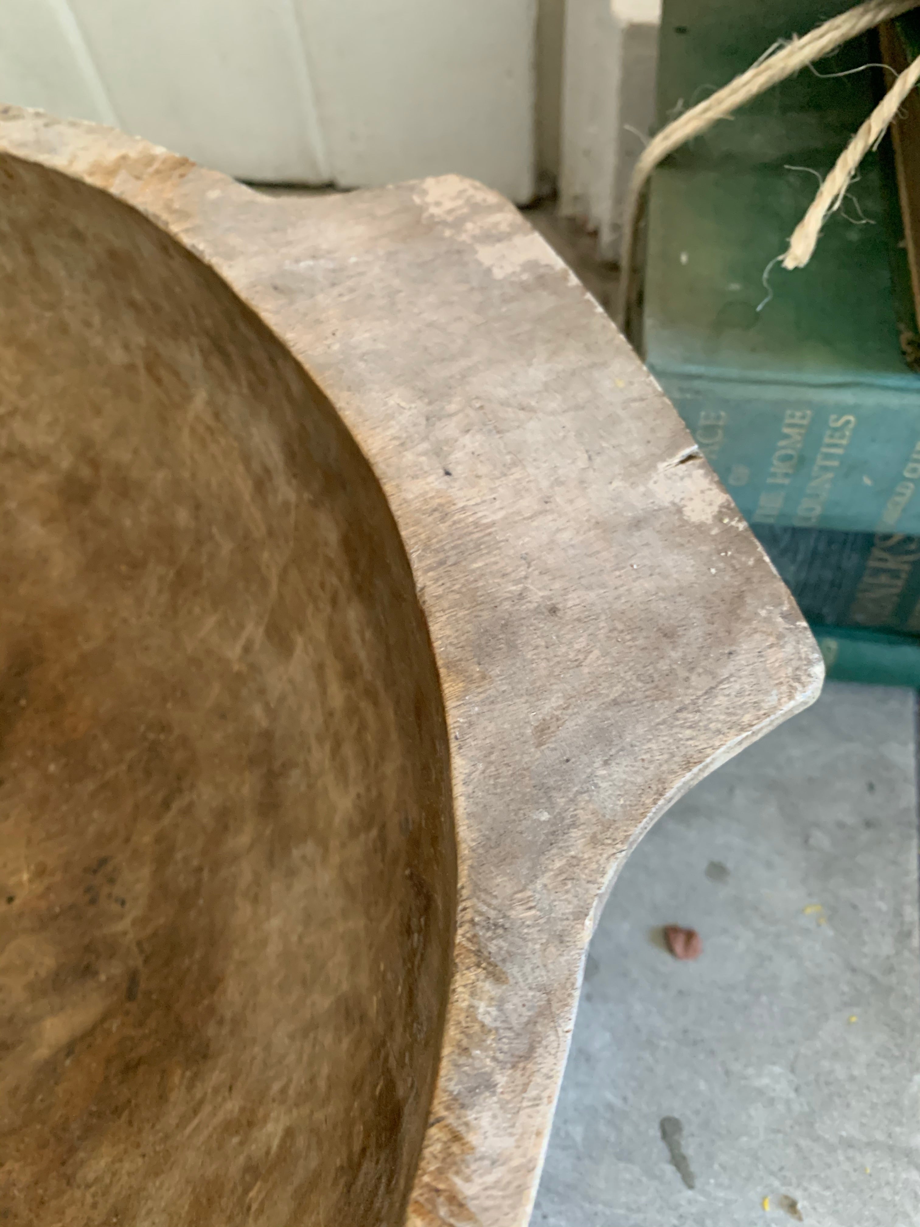 Large Rustic Wooden Dough Bowl