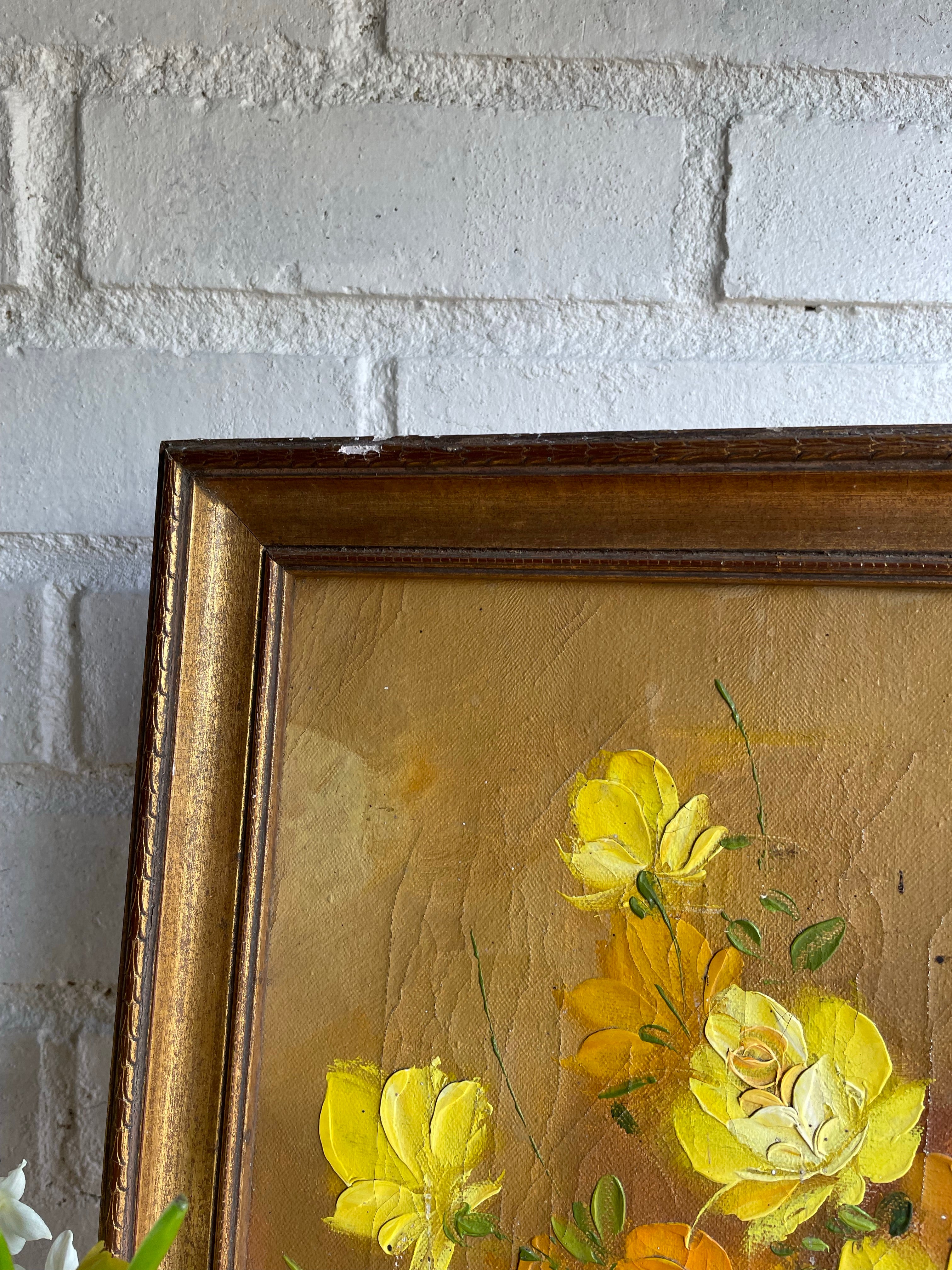 Small Floral Still-Life: oil on canvas signed
