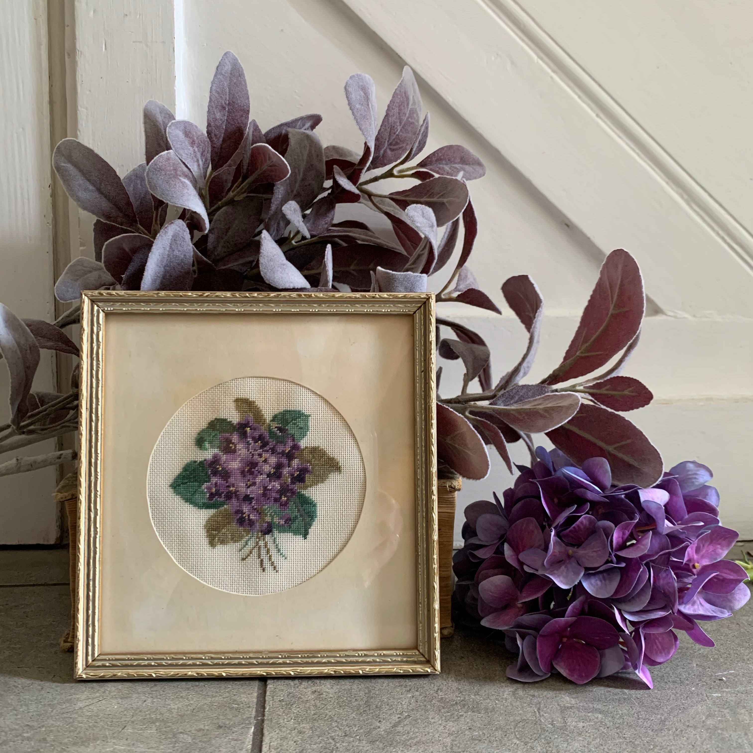 Small Gilt Framed Embroidered Floral