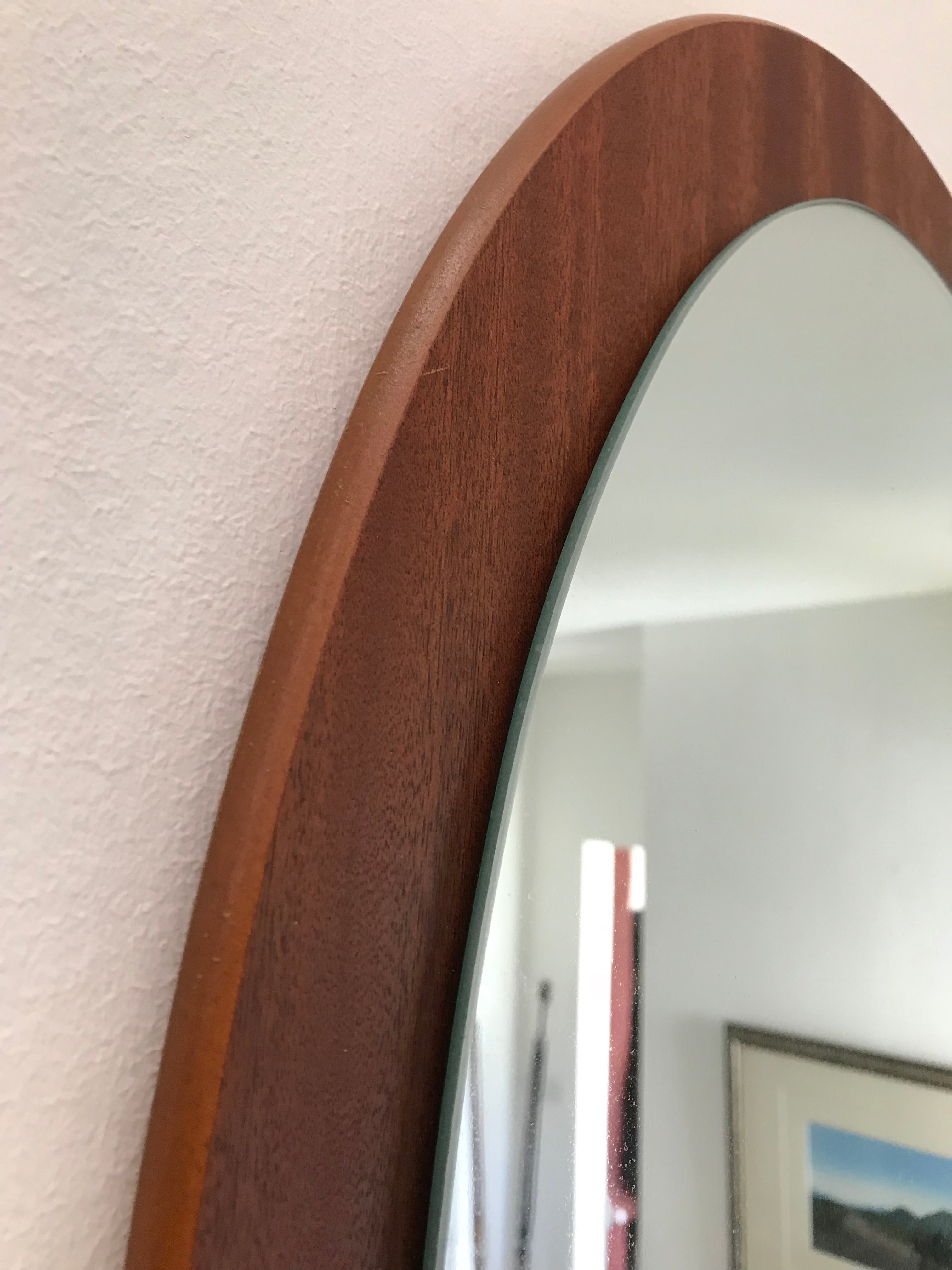 1970S Oval Teak Mirror