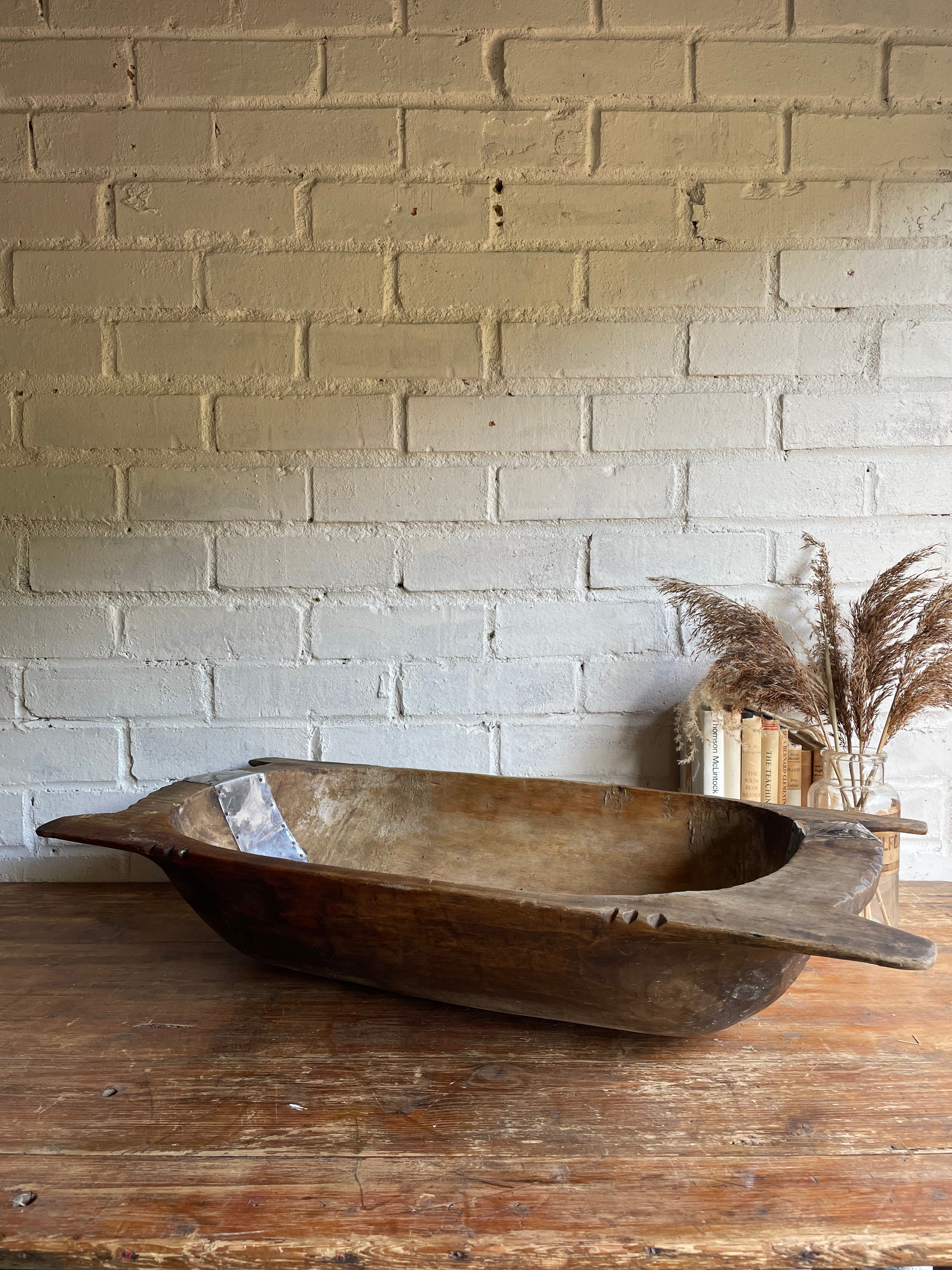 Large Wooden Dough Bowl 1