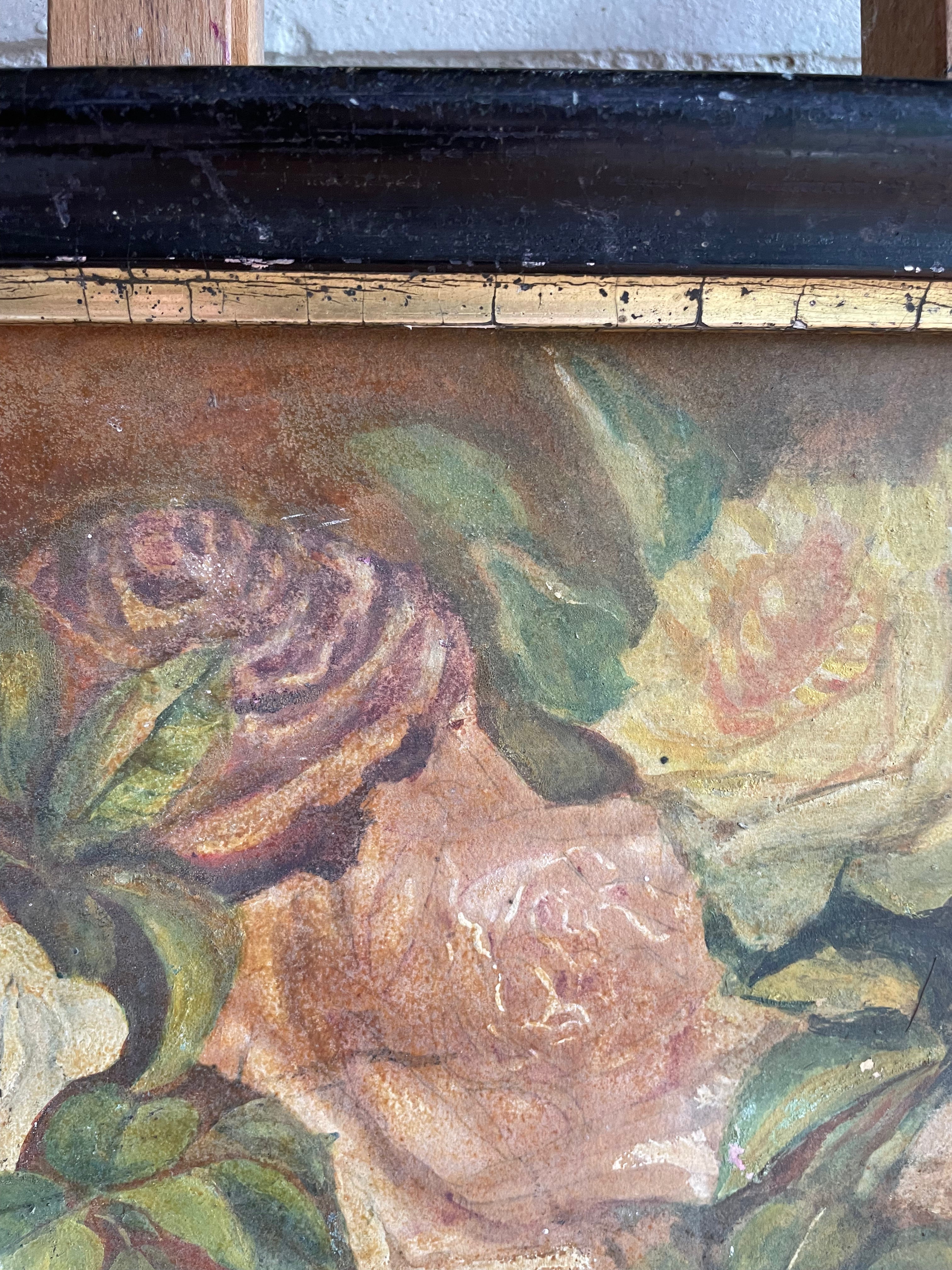 Muted Floral Still Life: Oil on CardBoard