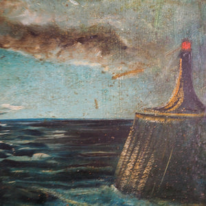 Moody Seas: Antique Oil on Board
