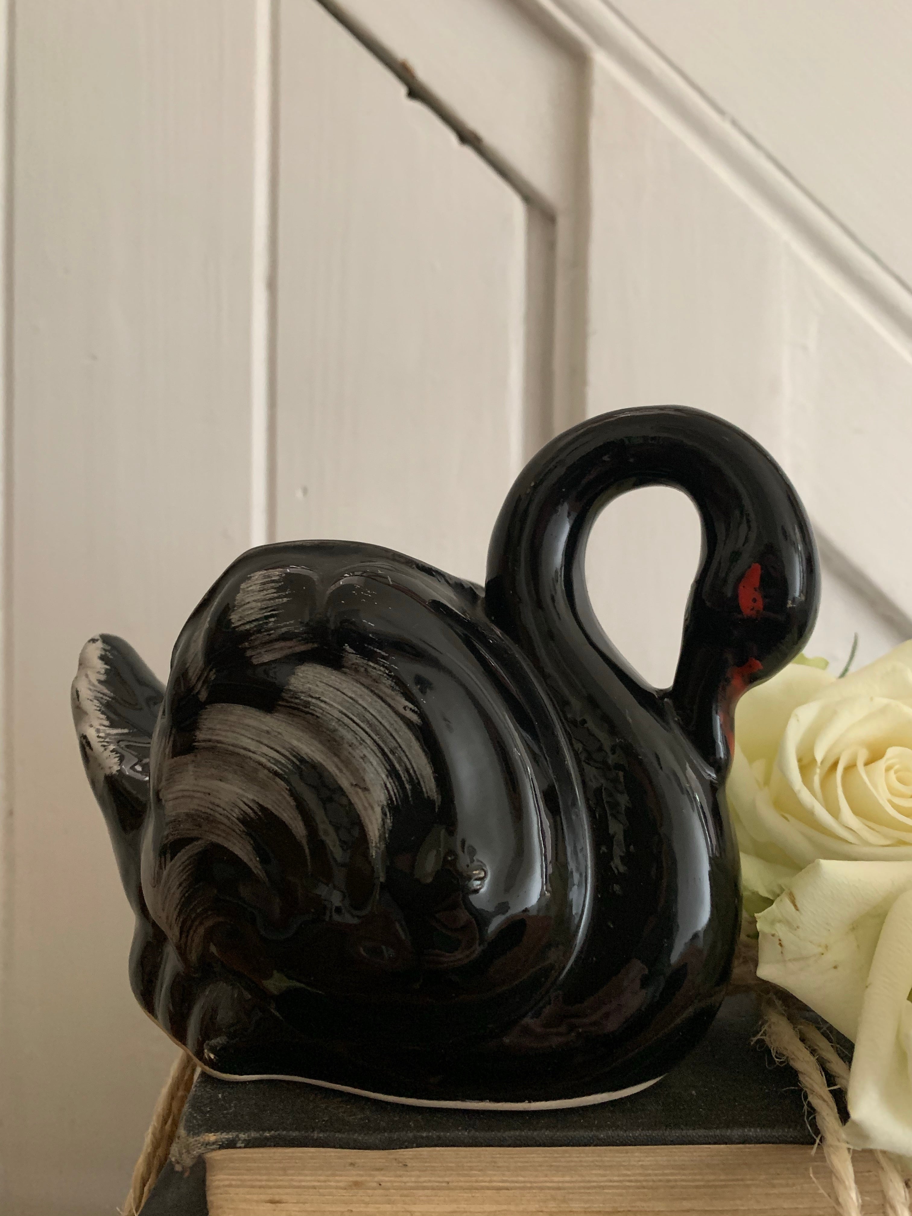 Small Black Ceramic Swan 1