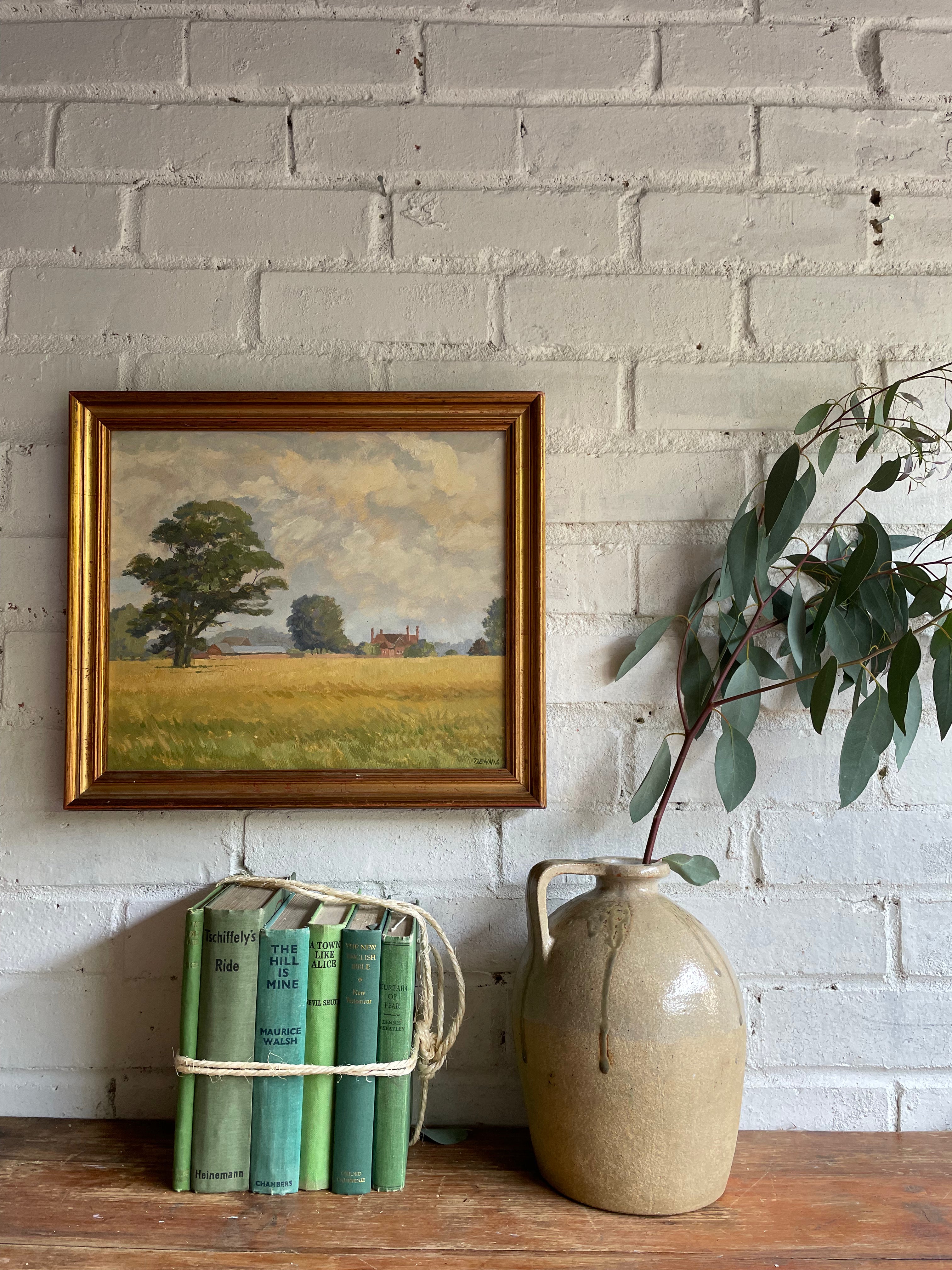 Hampshire Landscape: Small Signed Oil on Board