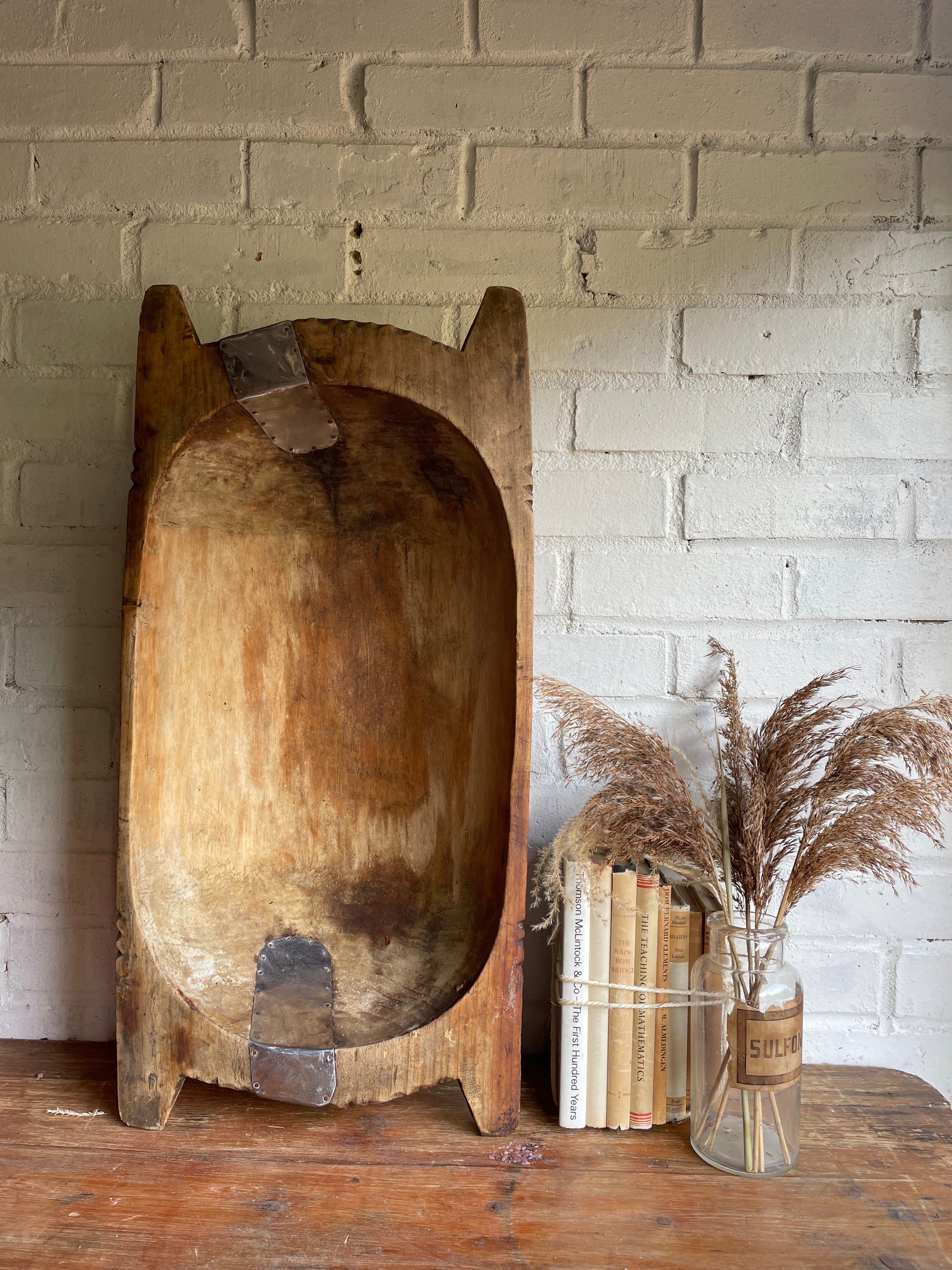 Large Wooden Dough Bowl 1