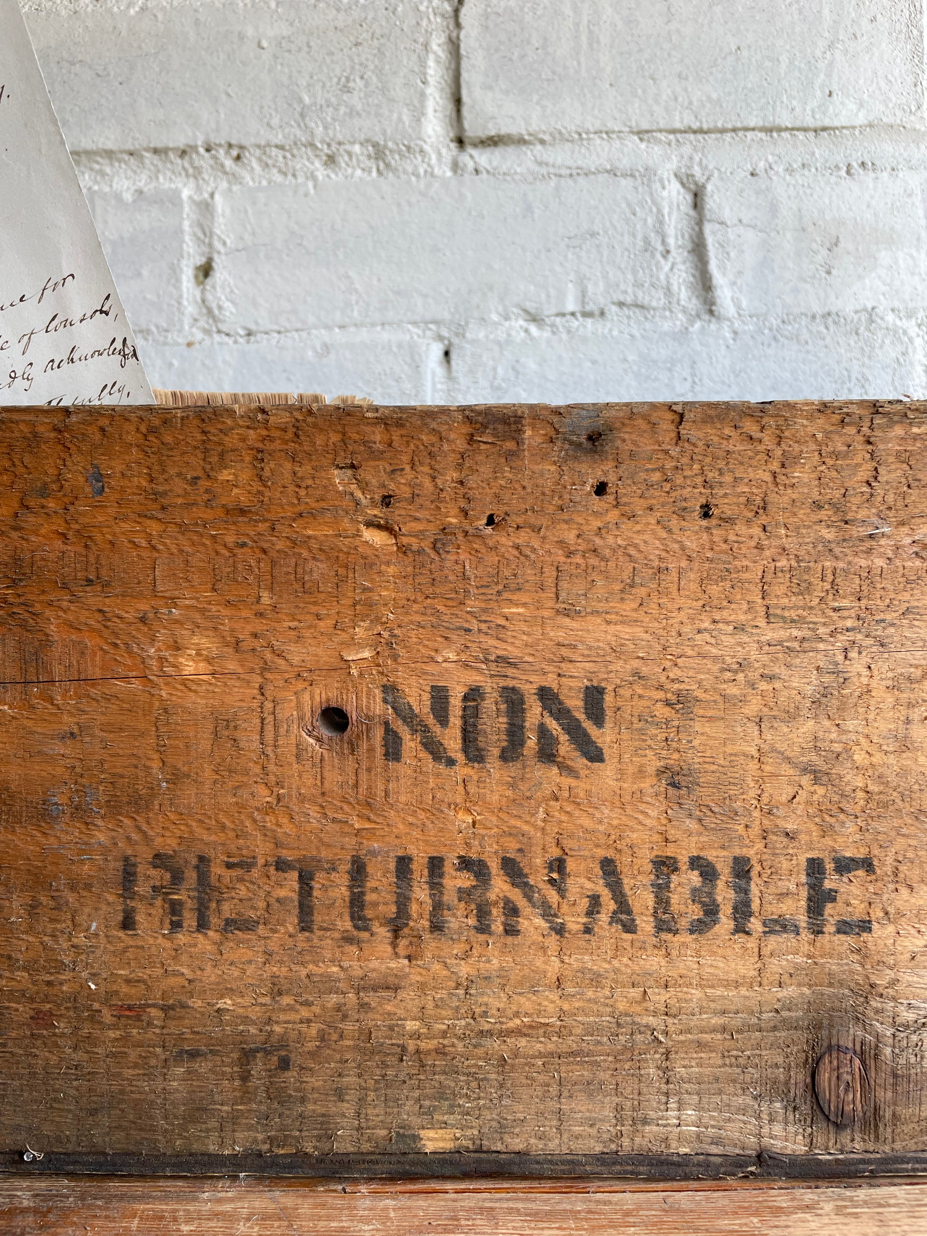 Rustic Storage Box with “Non Returnable” Typography