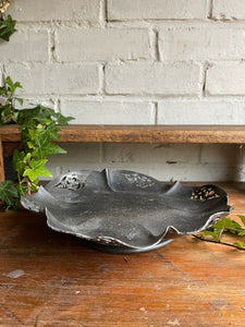 Antique Pewter Bowl with Cutout Detail