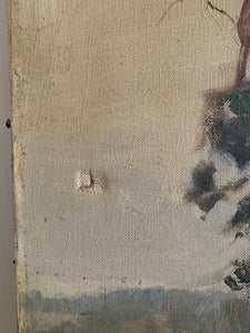 Moody Tree:  Antique Oil on Canvas signed 1915