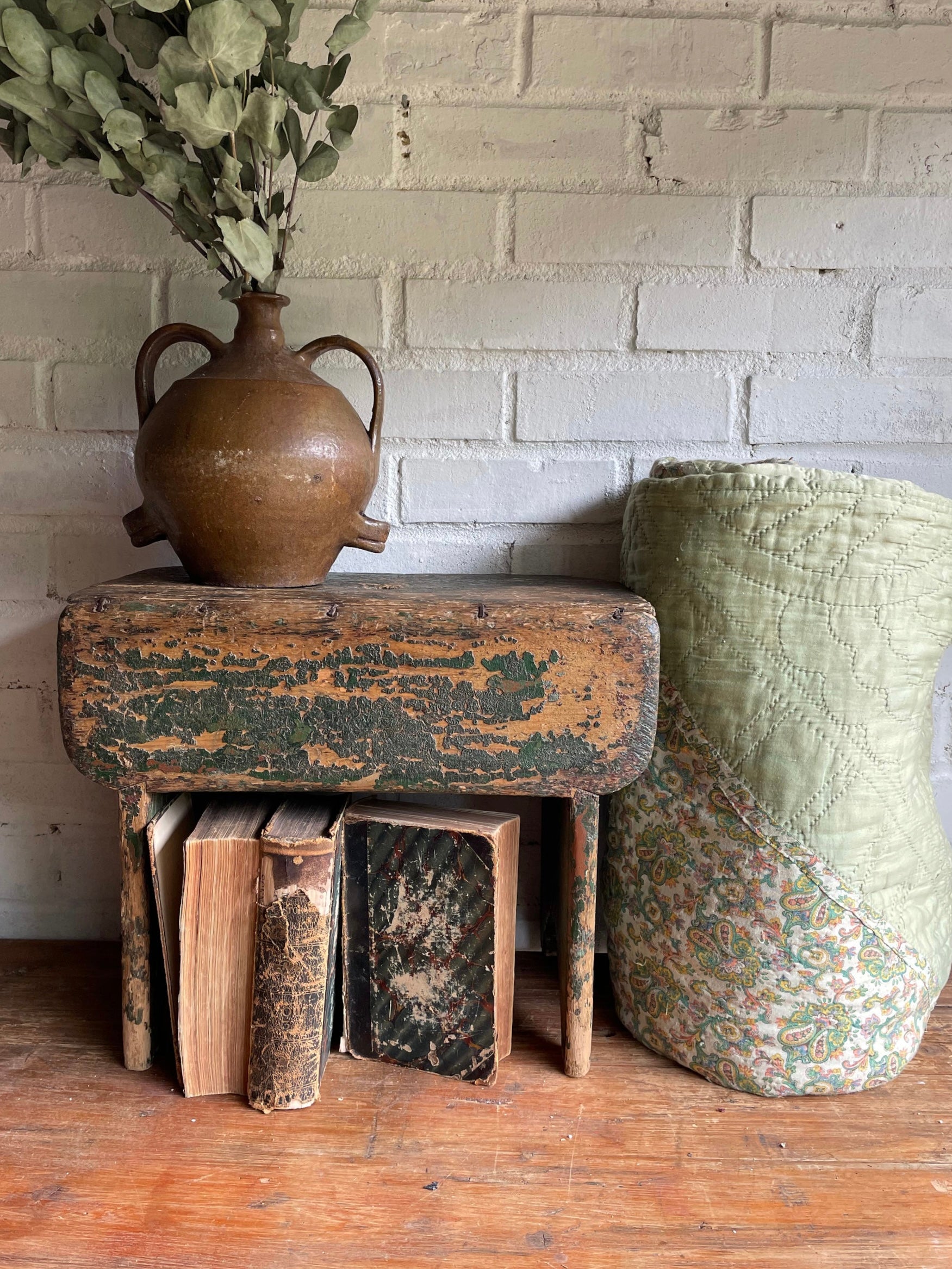 Rustic Green Stool