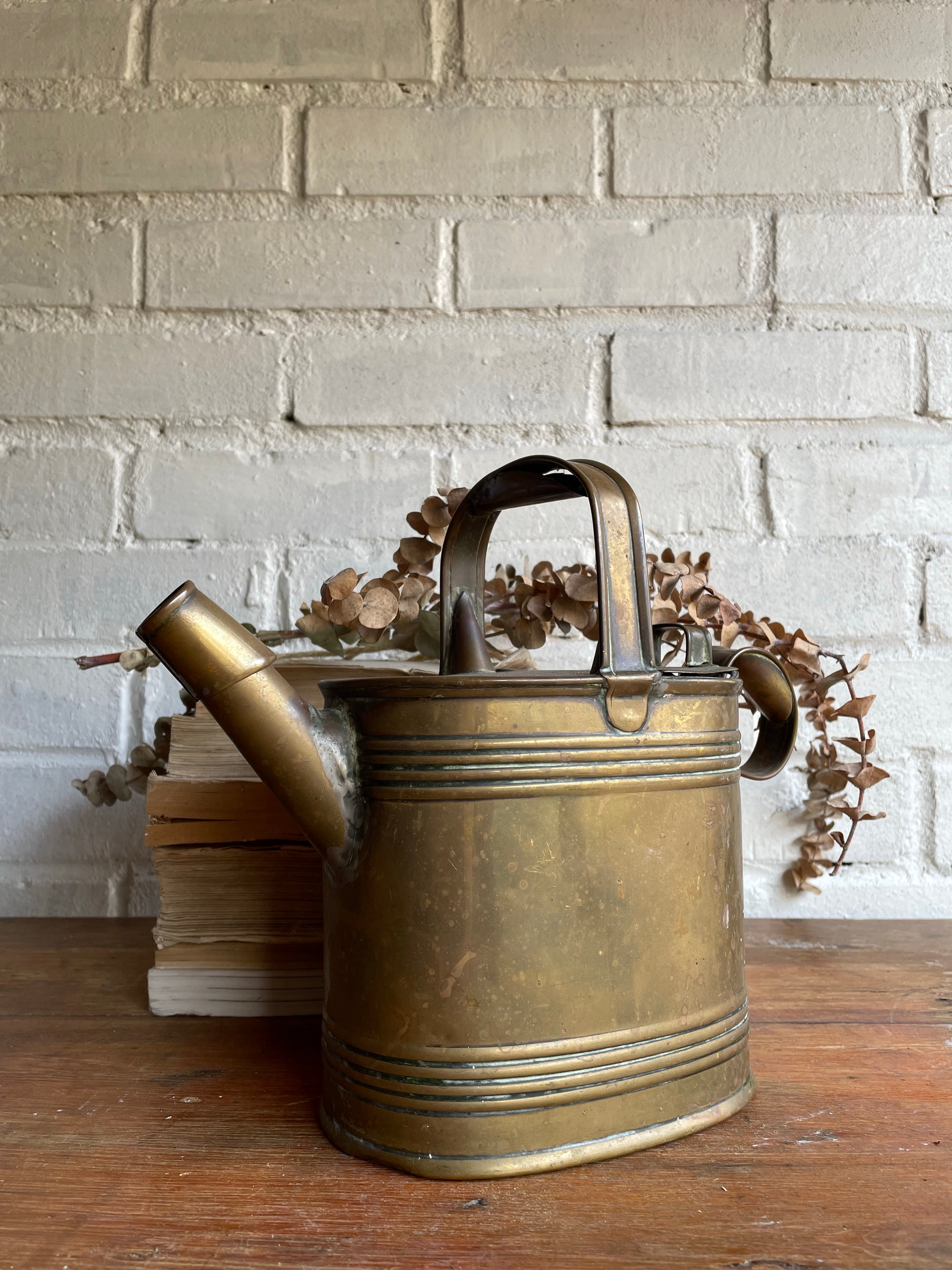 Small Antique Brass Watering Can/Hot Water Carrier