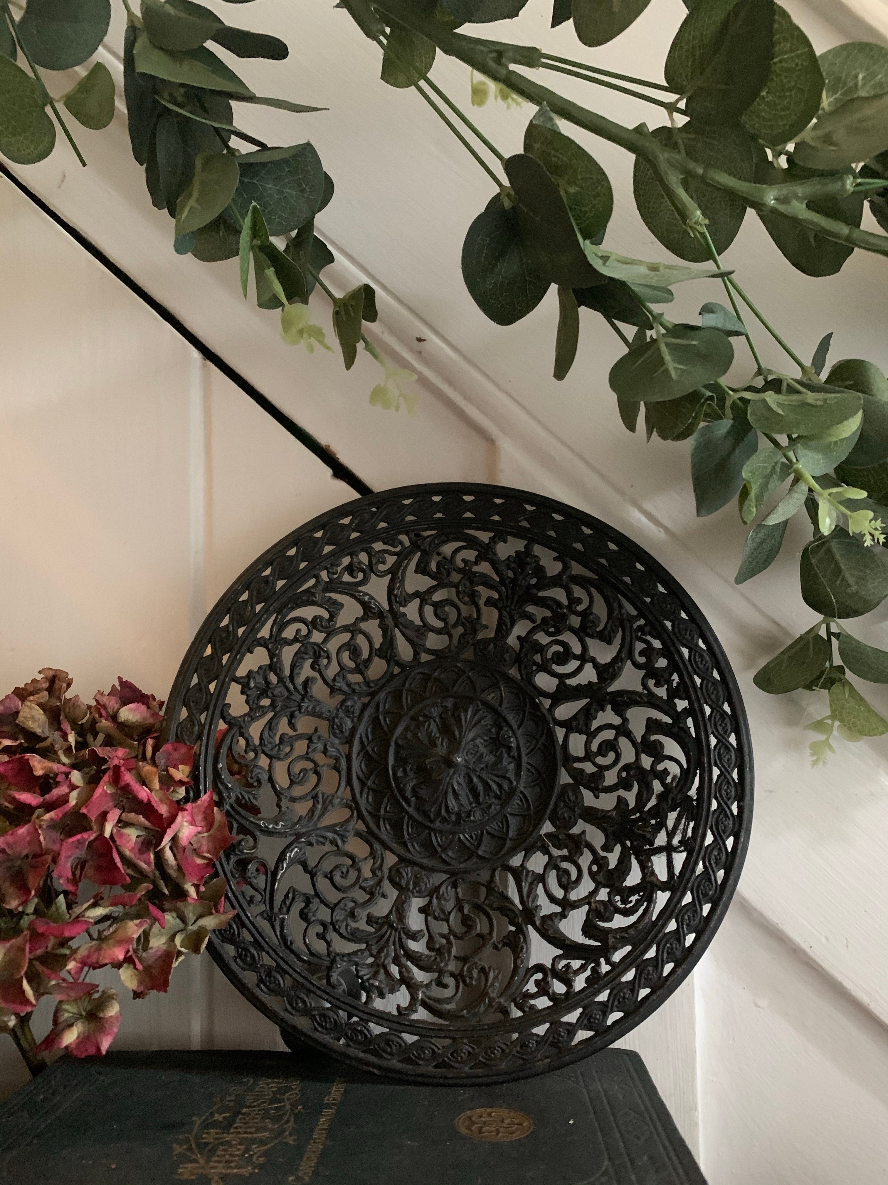 Antique Cast Iron Decorative Filigree Plate 2