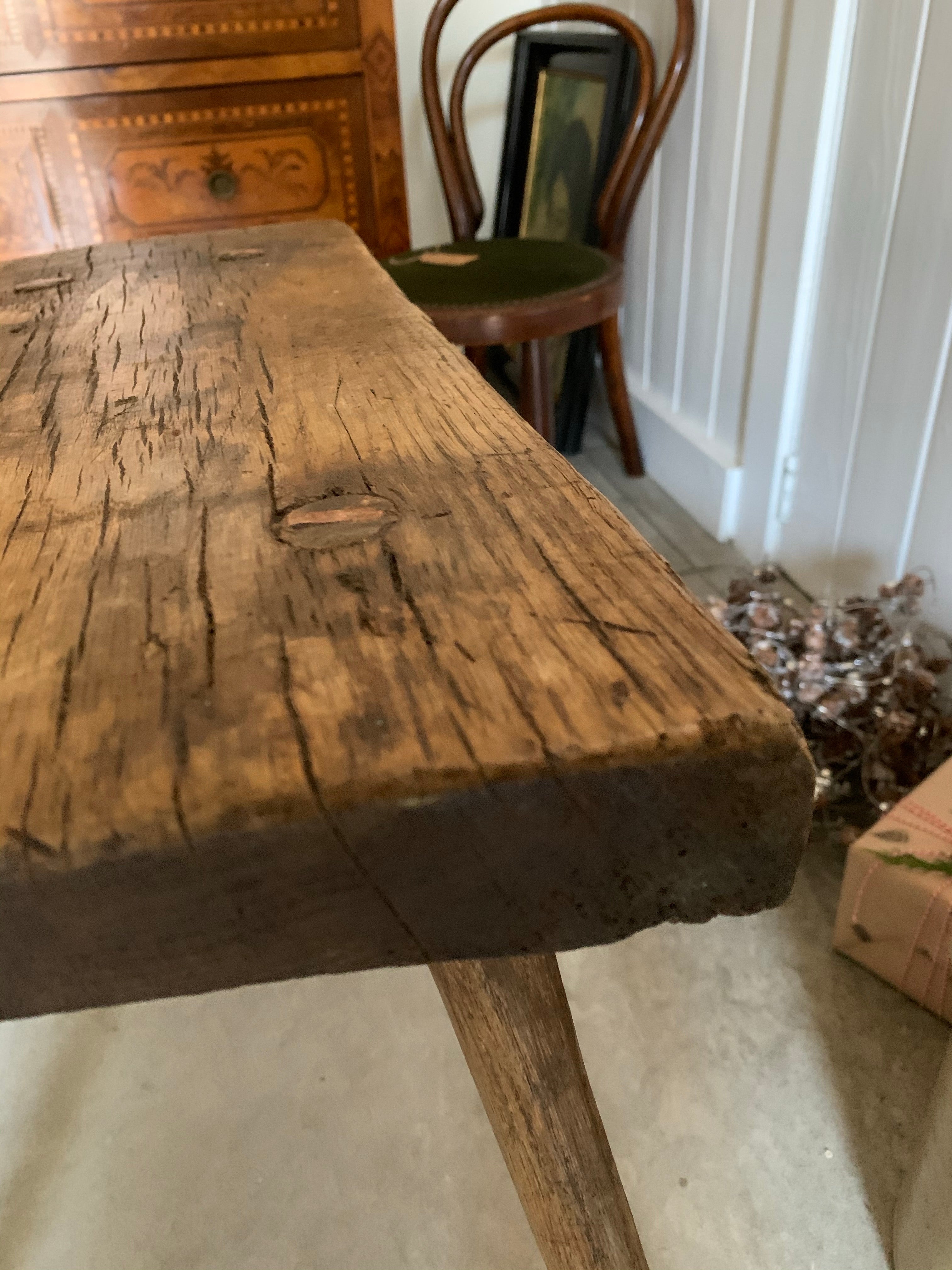 Large  Primitive Wood Stool/Sidetable