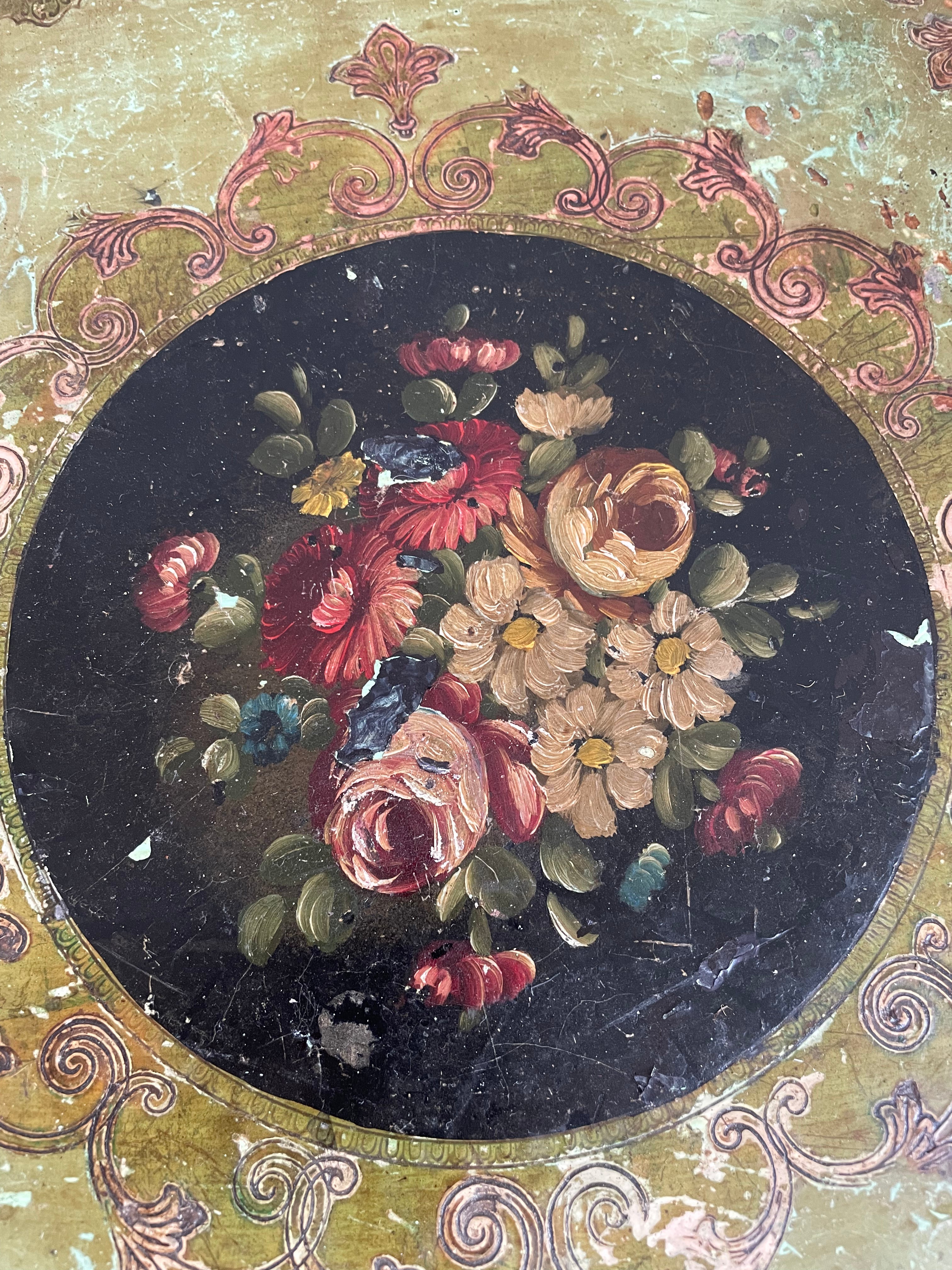 Florentine Tray with black and green florals