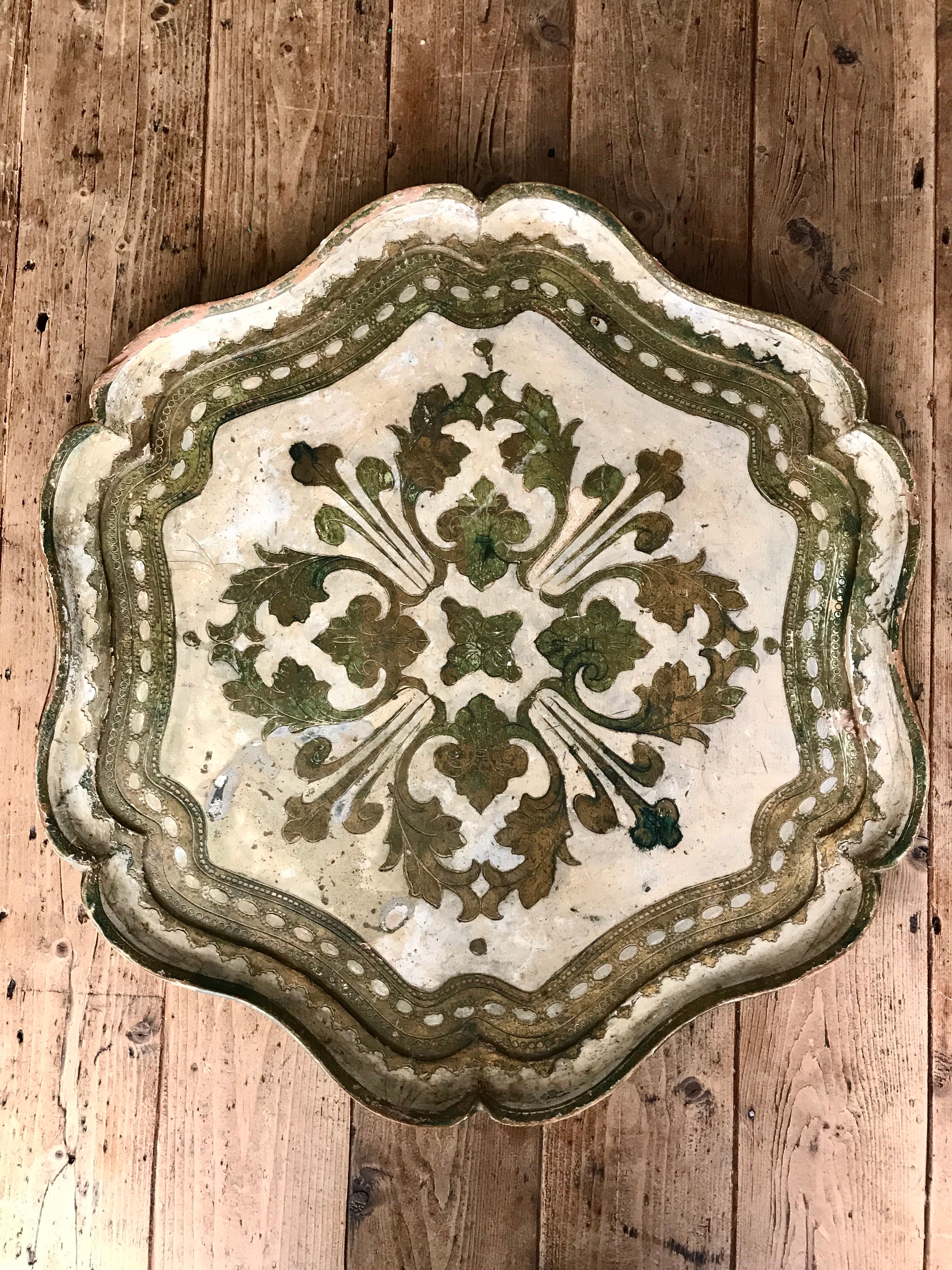 Large Cream Florentine Gilt Tray