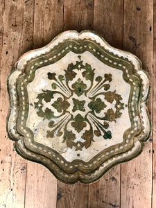 Large Cream Florentine Gilt Tray