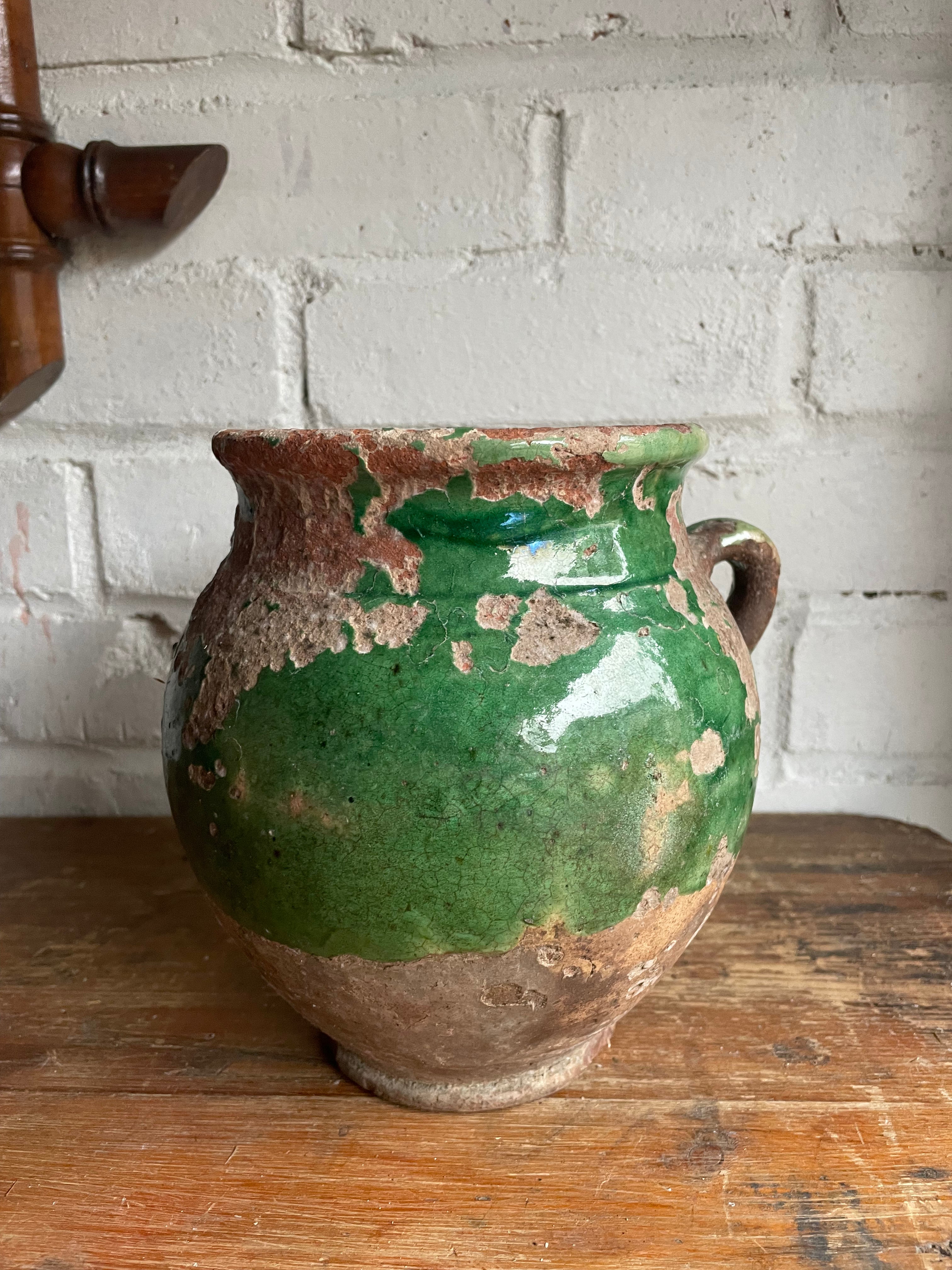 Small 19th Century French Green Confit Pot