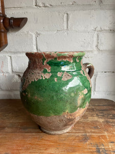 Small 19th Century French Green Confit Pot