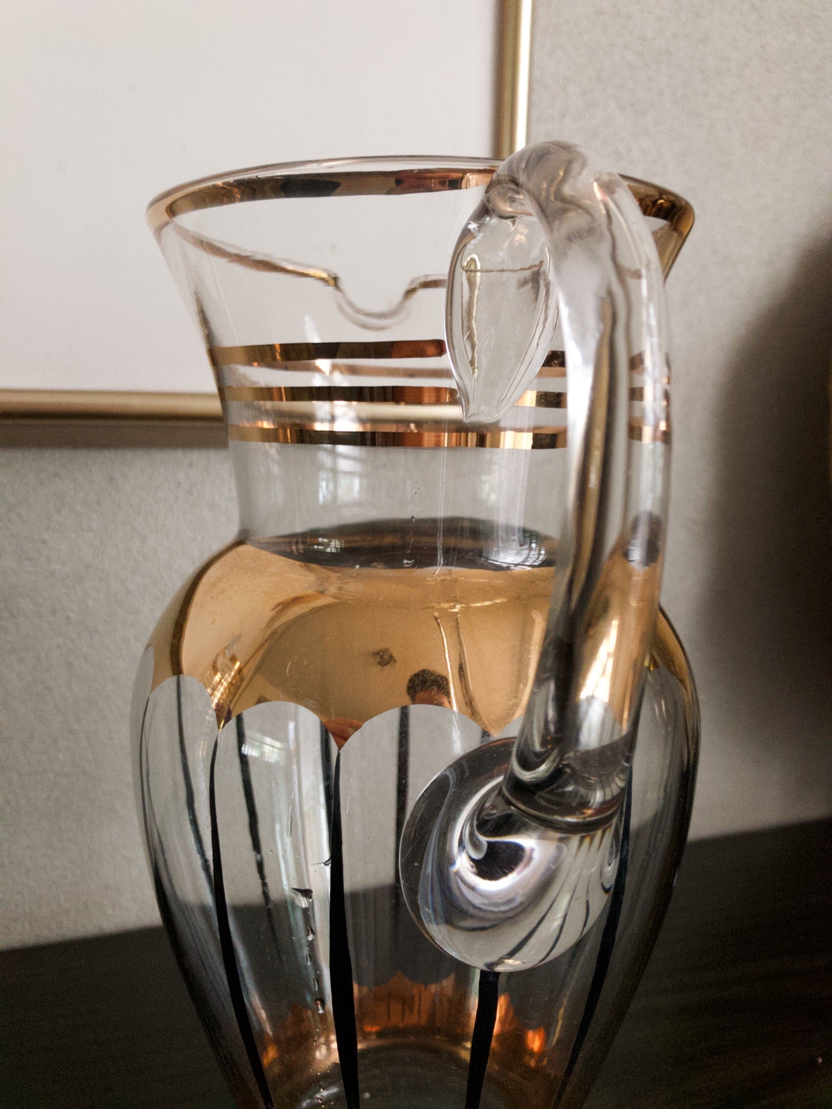 Midcentury Glass and Gold Jug