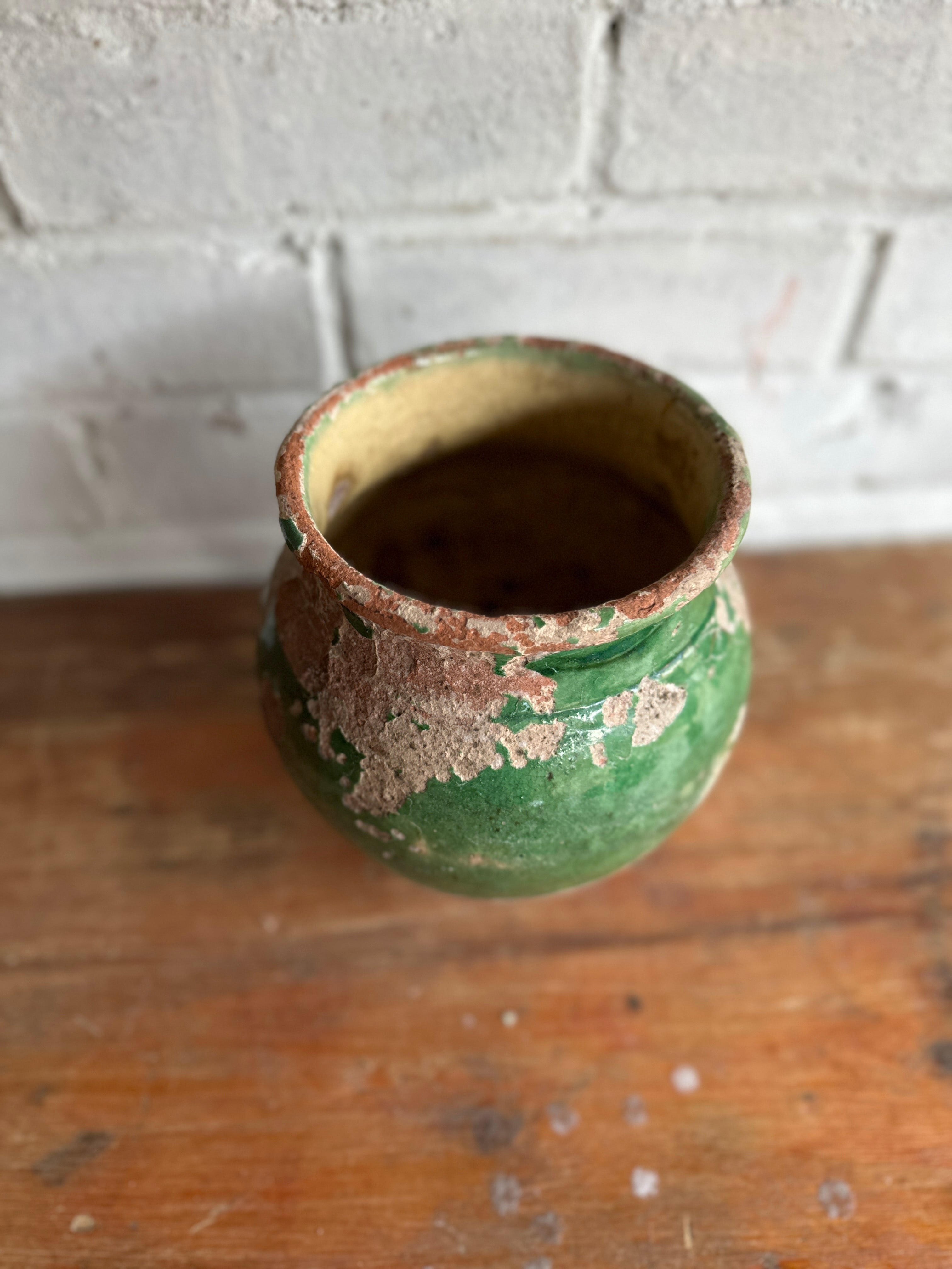 Small 19th Century French Green Confit Pot