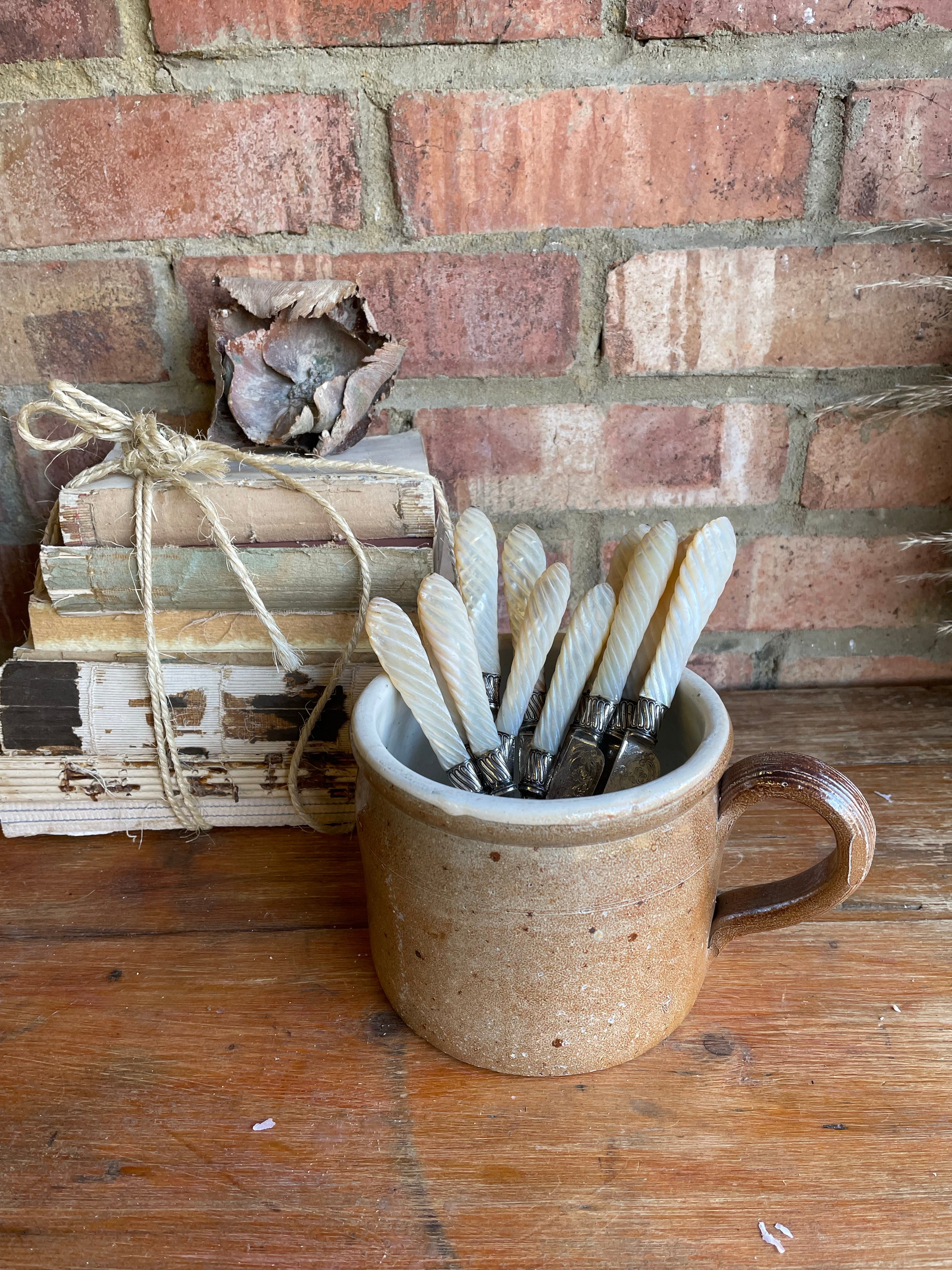 French Earthenware Salt Glazed Pot with Handle