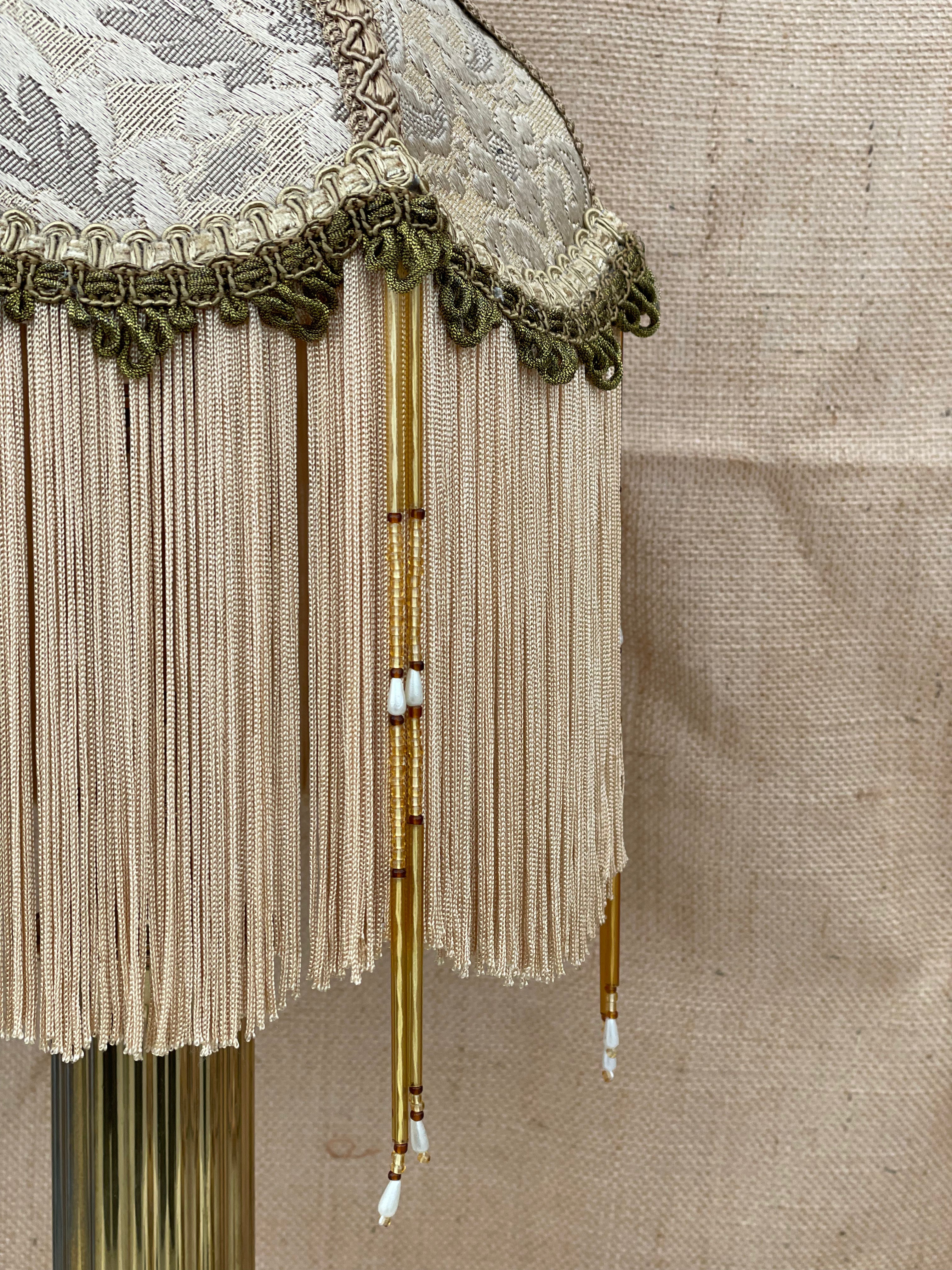 Antique Gold Lamp with Fringing & Tapestry