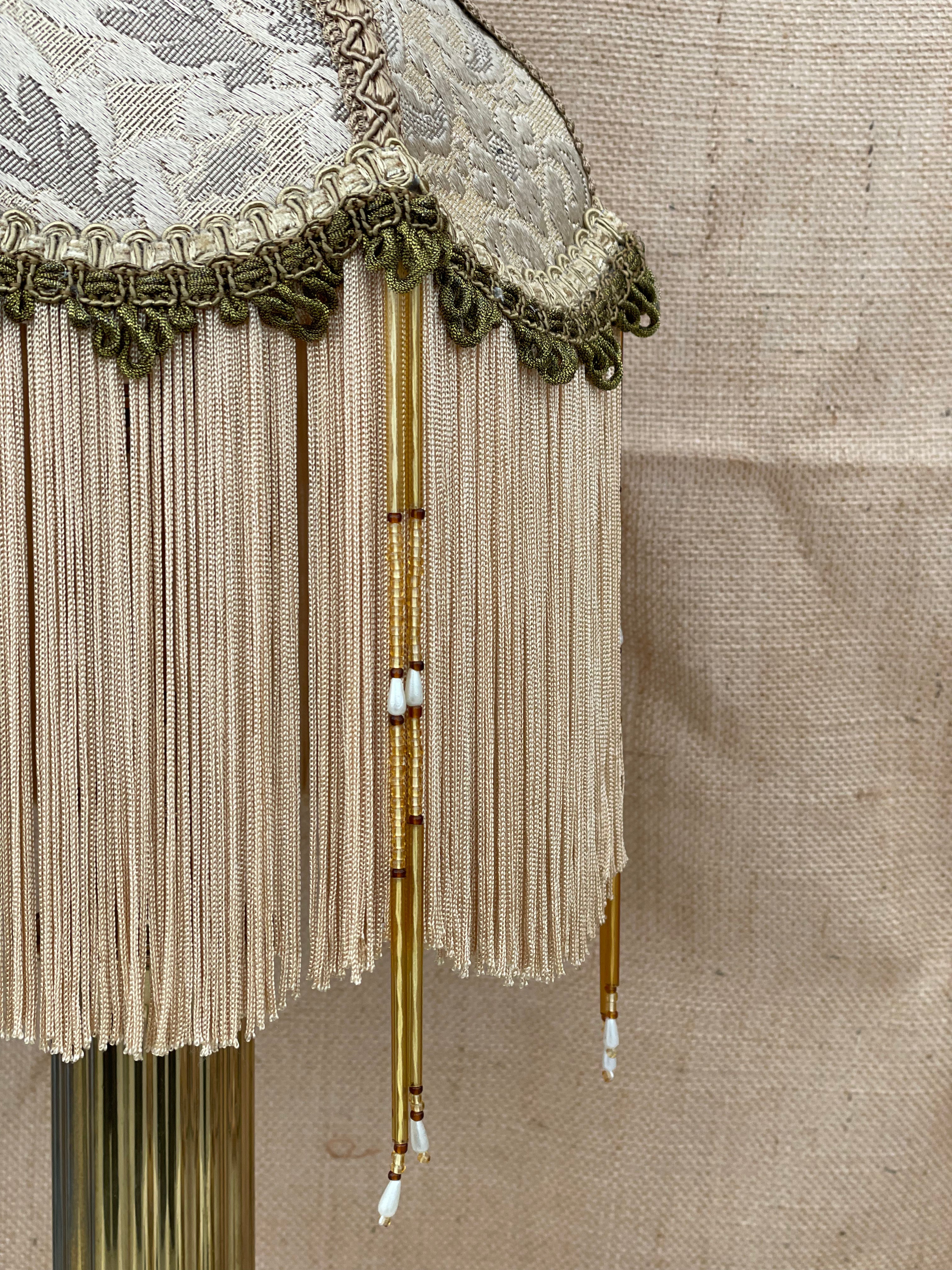 Antique Gold Lamp with Fringing & Tapestry