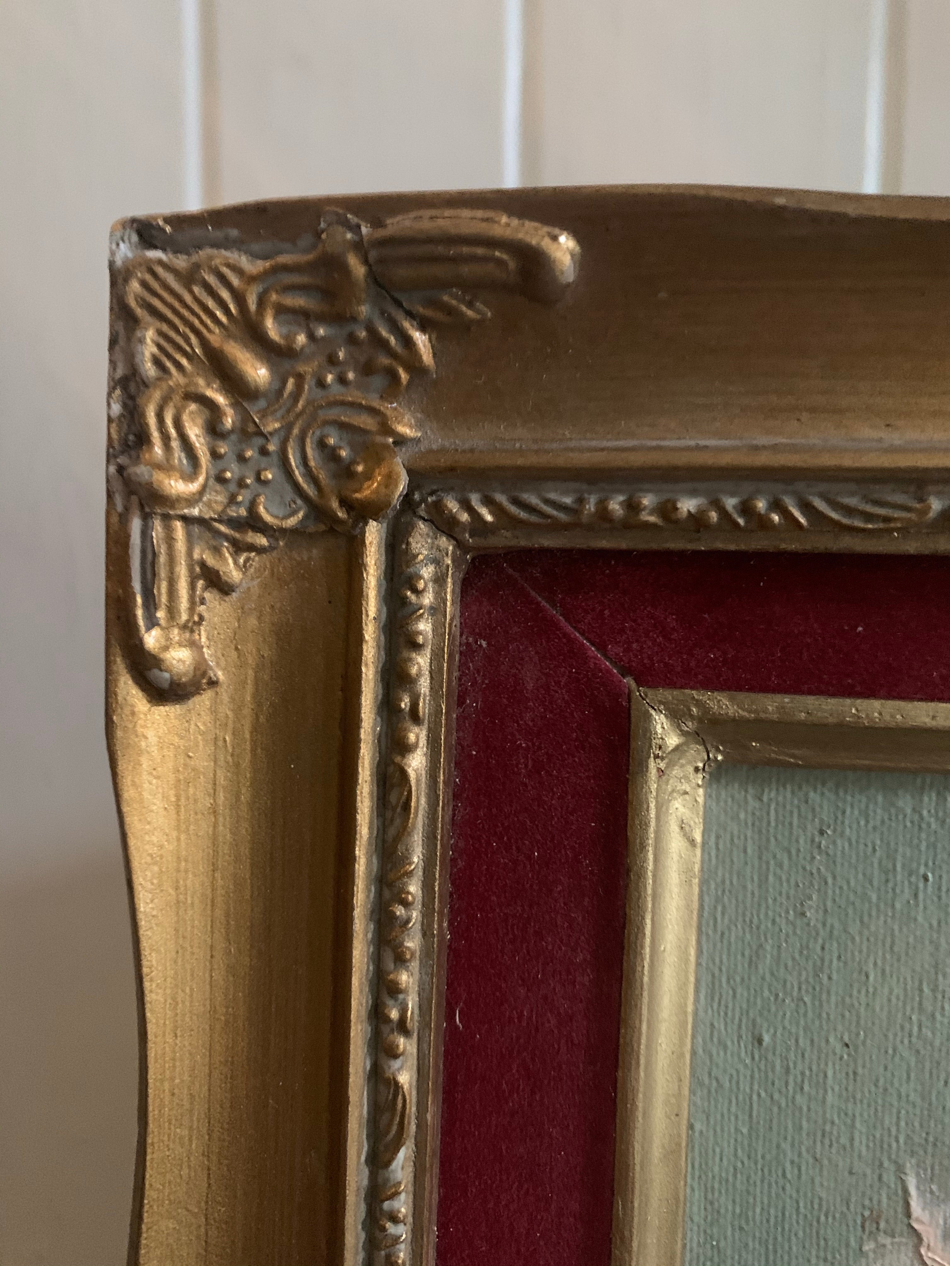 Small Floral Oil Painting with Gilt Frame