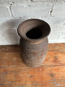 19th Century Tibetan Carved Wooden Curd Pot