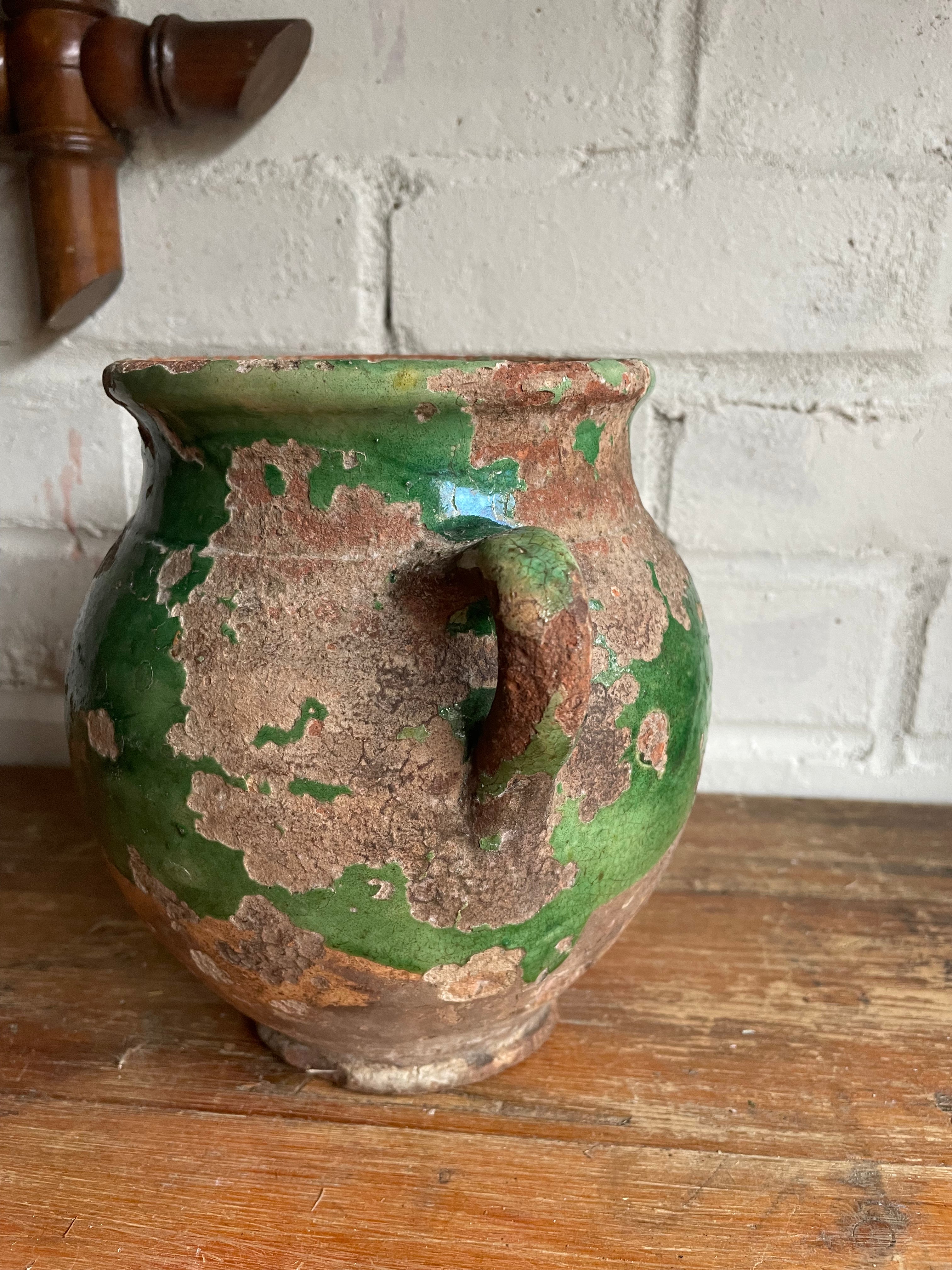 Small 19th Century French Green Confit Pot