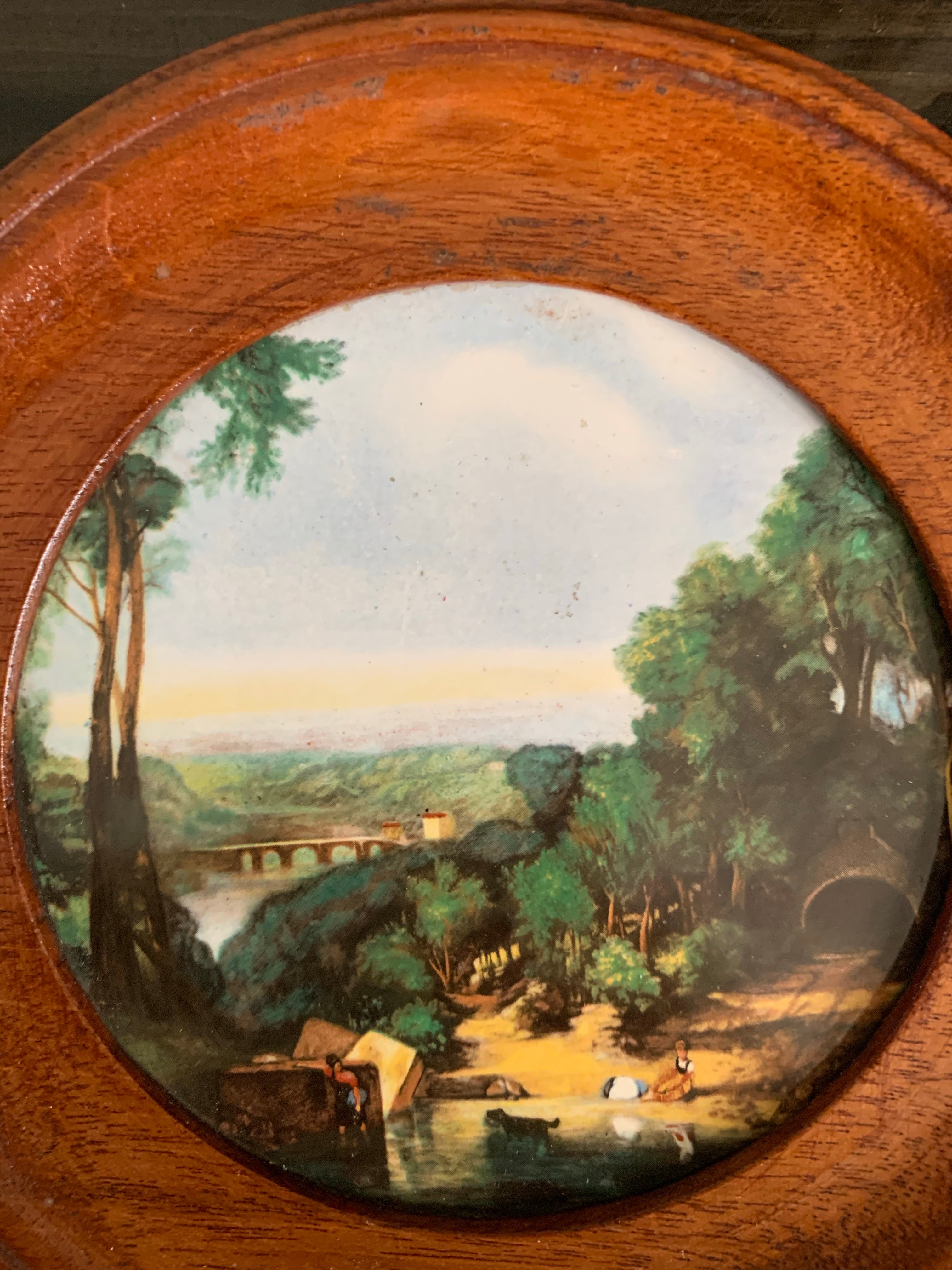 Miniature Framed Porcelain Landscape Painting