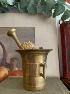 Large Antique Brass Pestle and Mortar 2