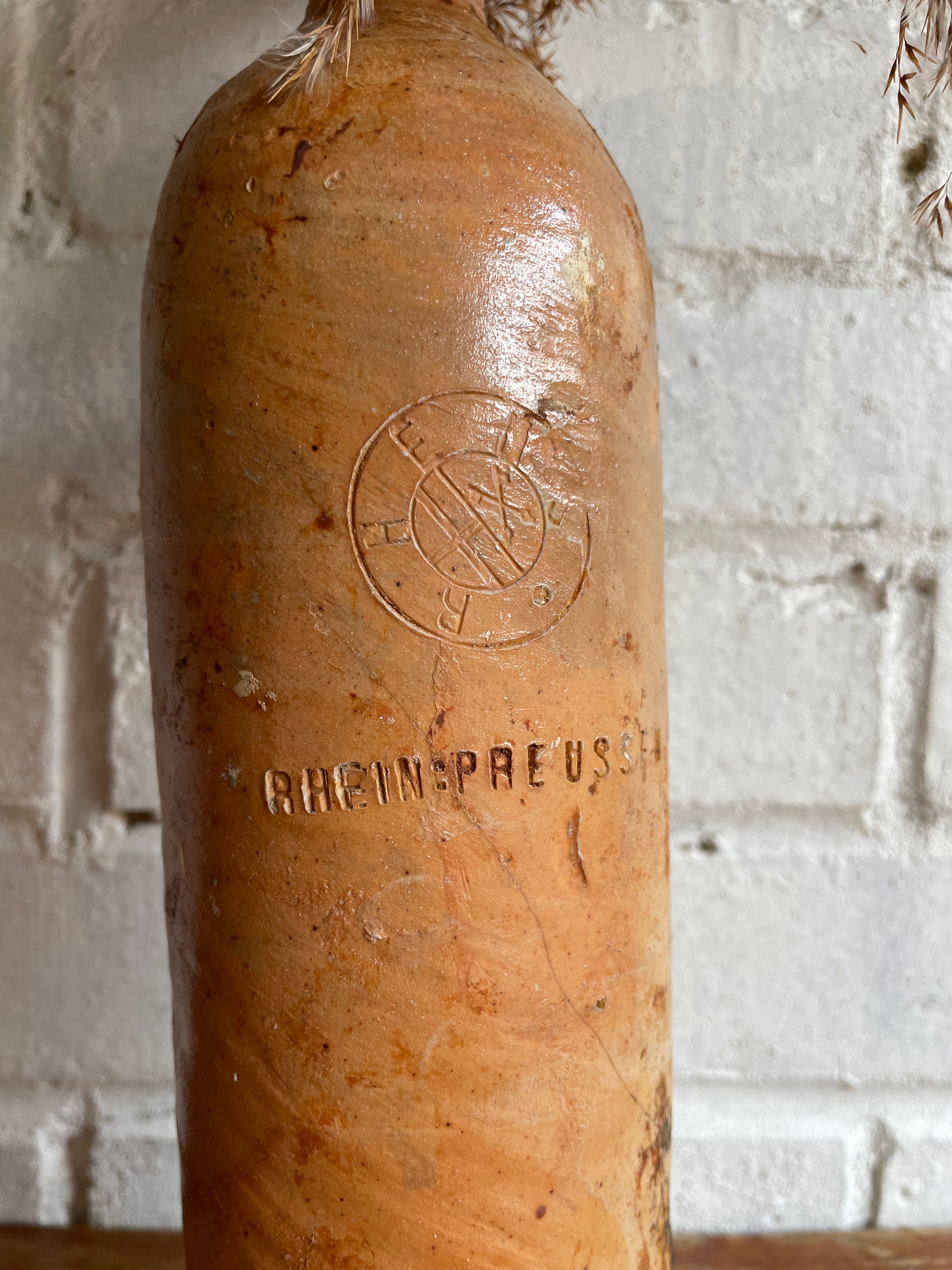 19th Century Ceramic Bottle/Candleholder with Engraved No. 1