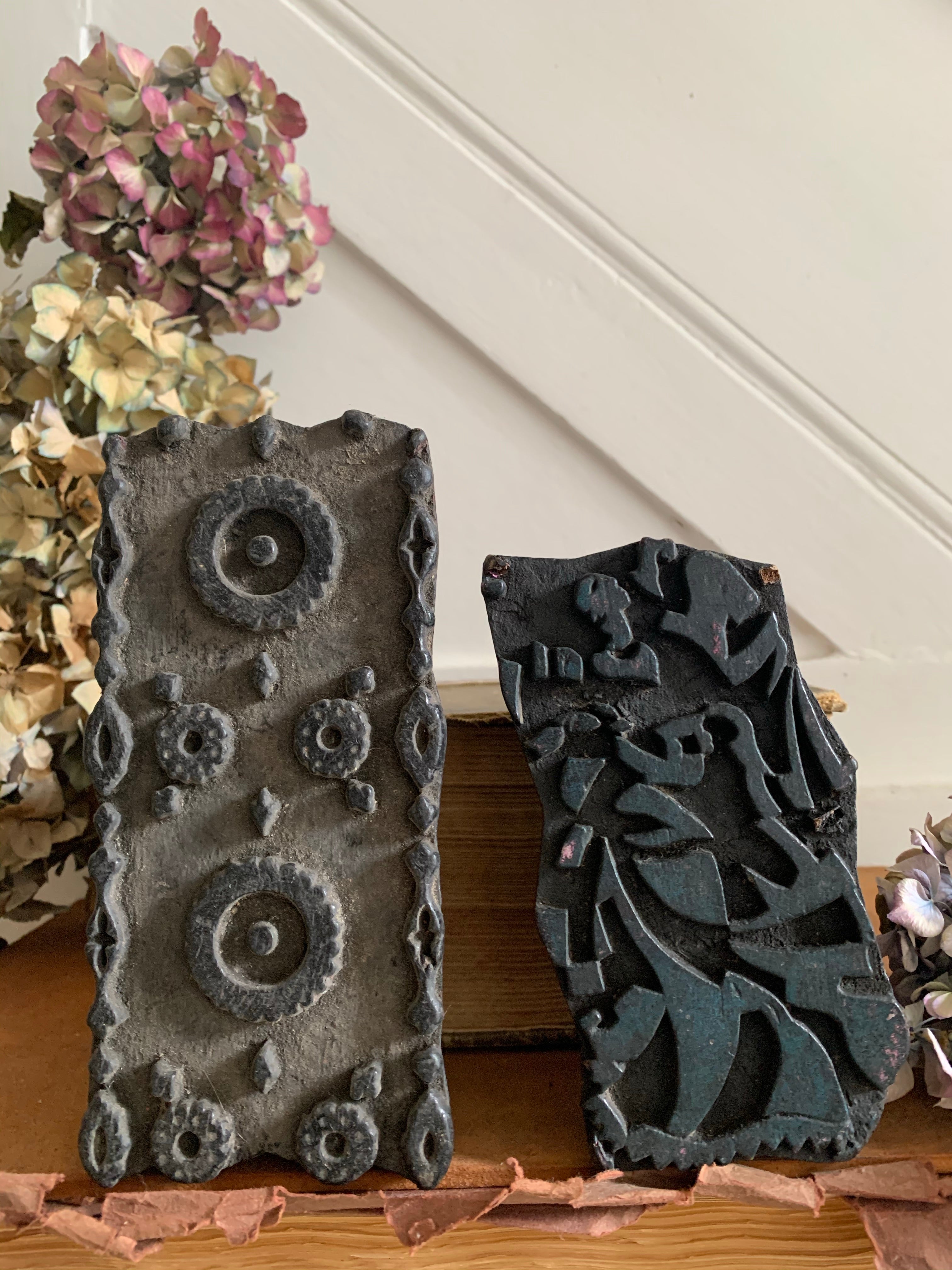 Pair of Antique Textile Printing Blocks