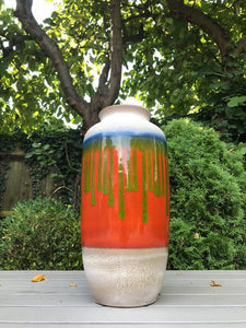 Large West German Vase in green and orange