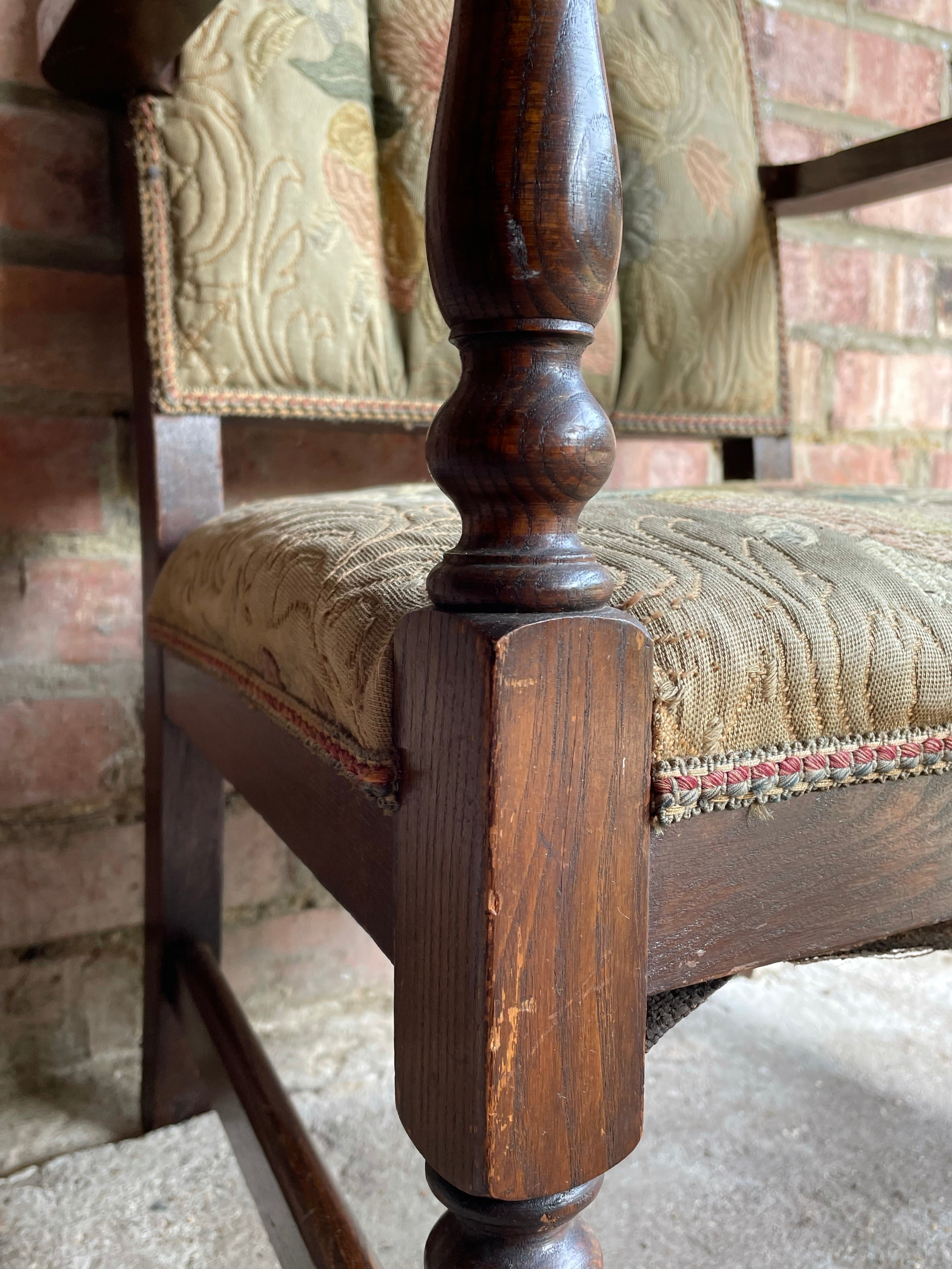 Victorian Low Chair with Original Embroidered Fabric