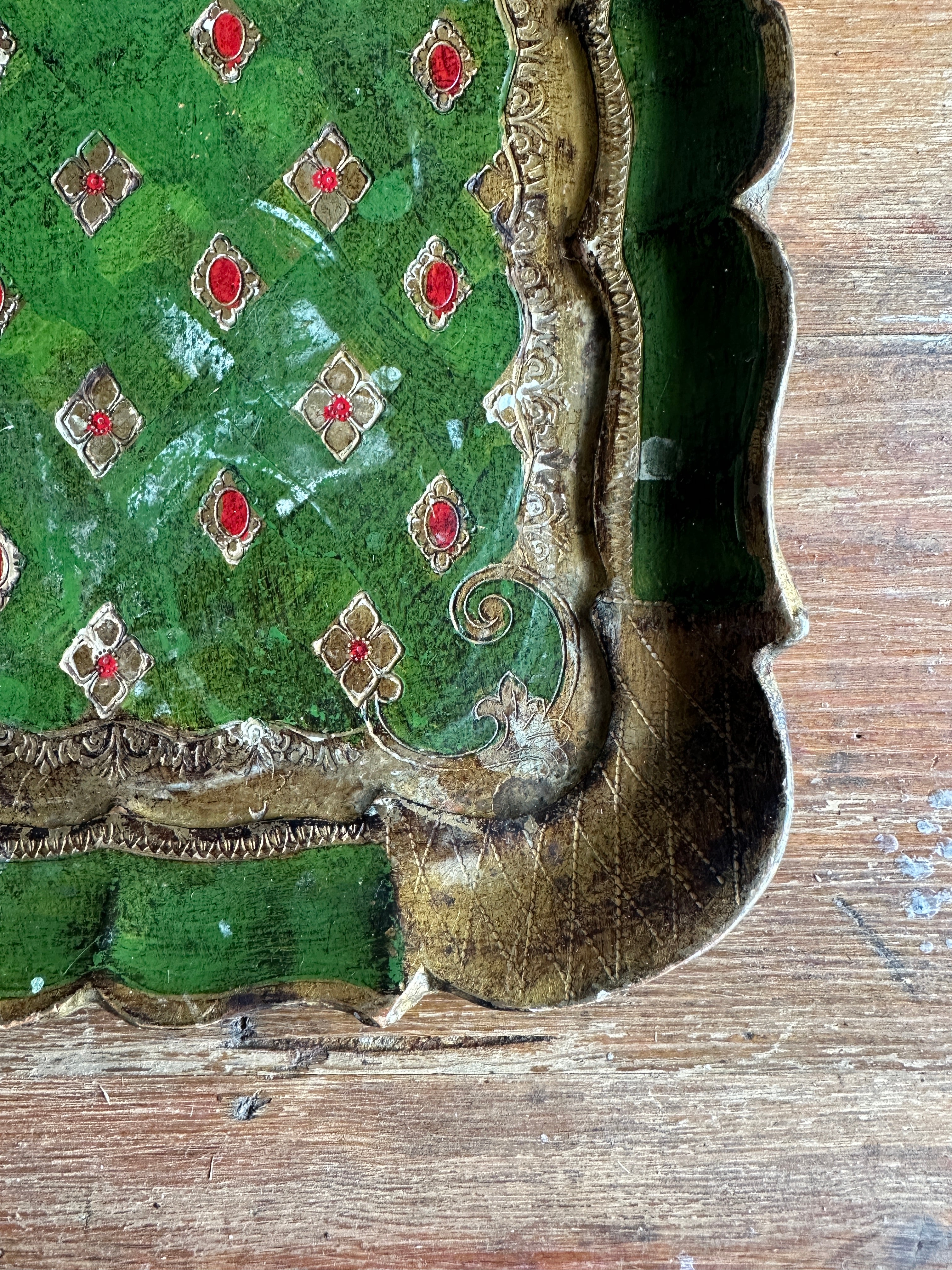 Small Green and Gold Florentine Tray