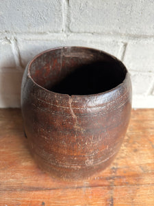 19th Century Hand-Carved Wood Grain Measure Pot