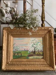 Country Scene: Gilt Framed Oil on Canvas