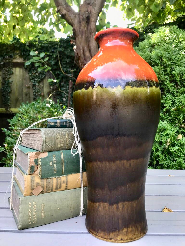 West German Vase in green and orange