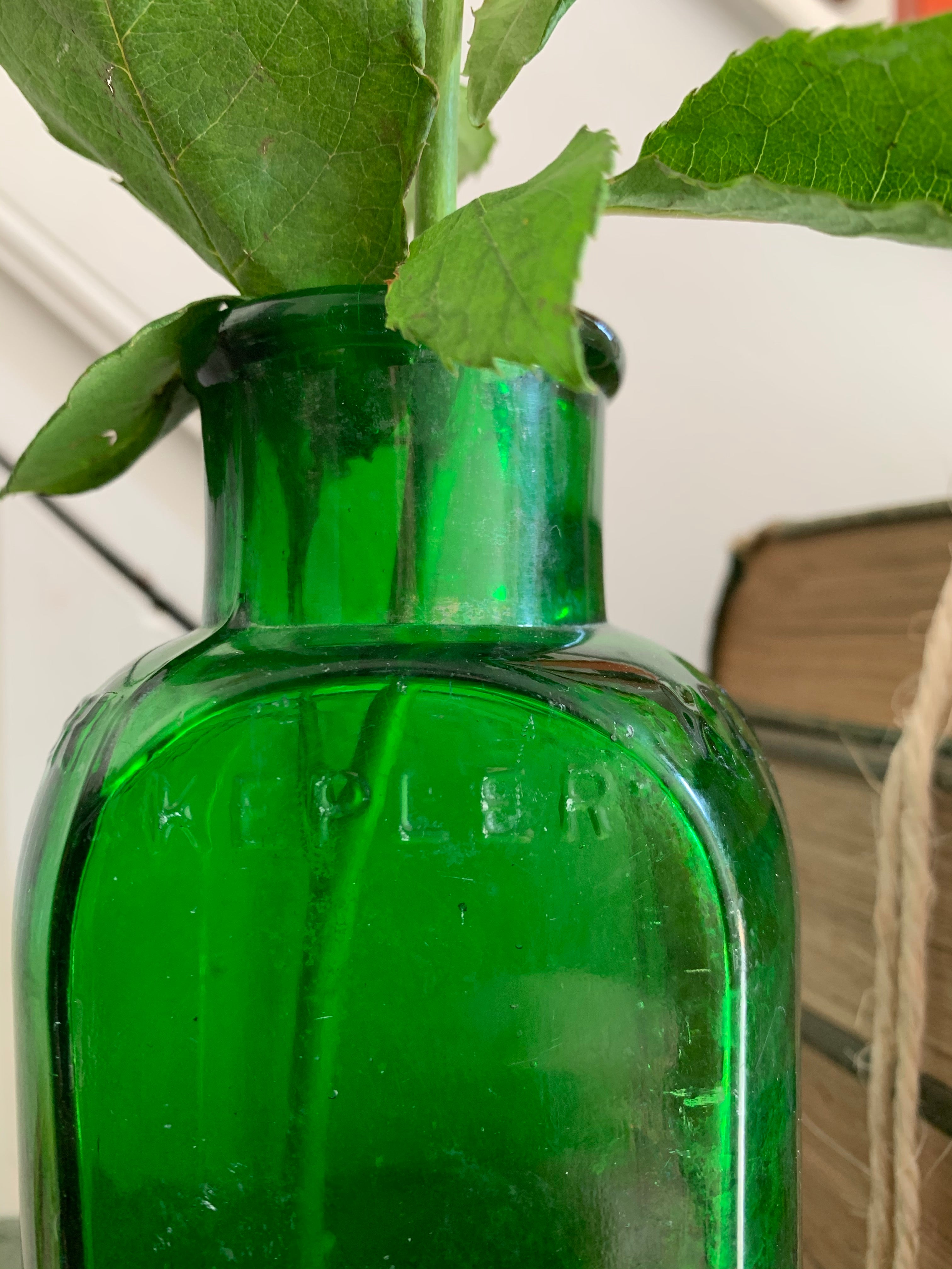 Old Embossed "Kepler" Green Bottle