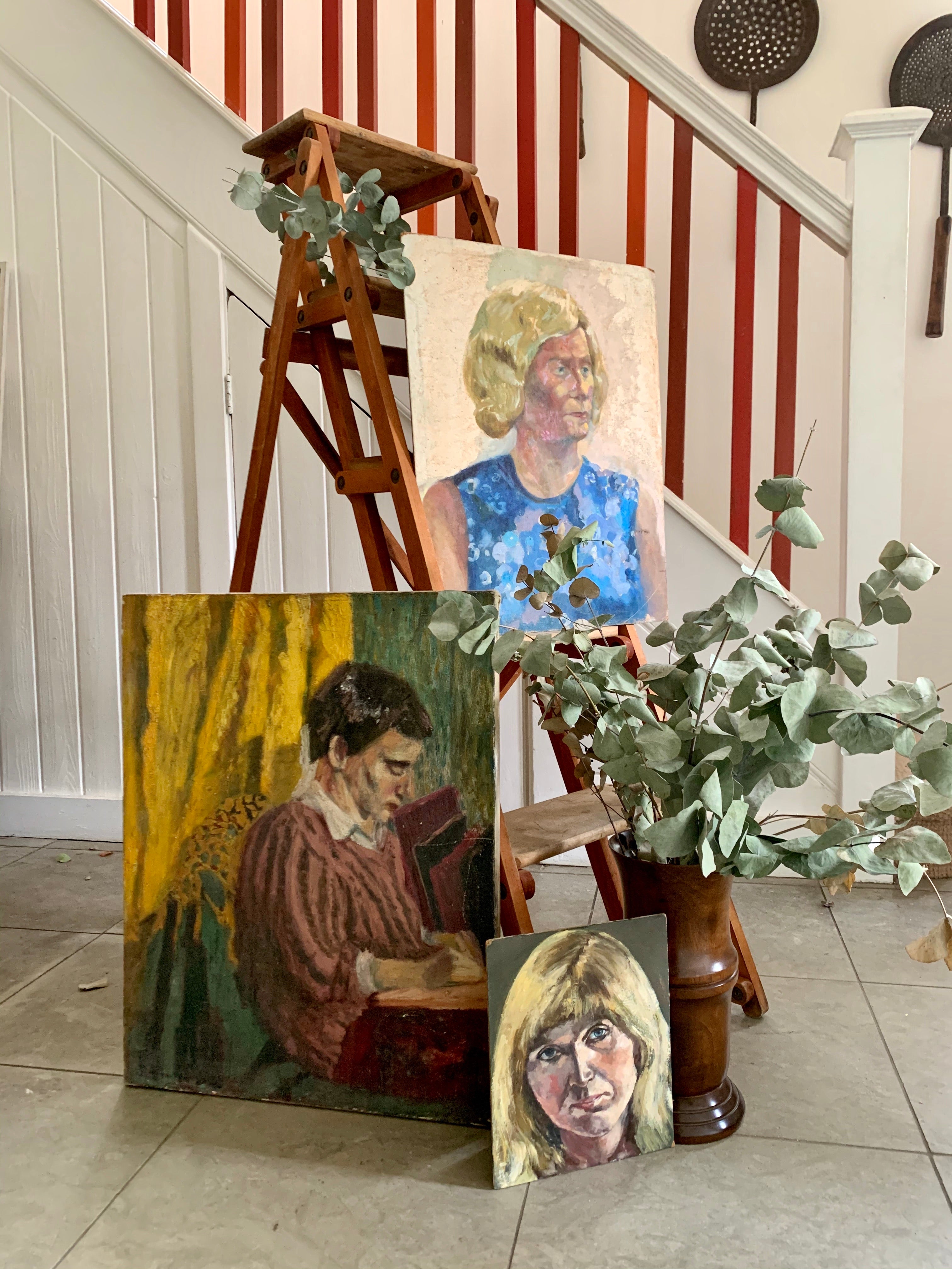 Portrait of a Man with Striped Shirt  - Oil on Canvas