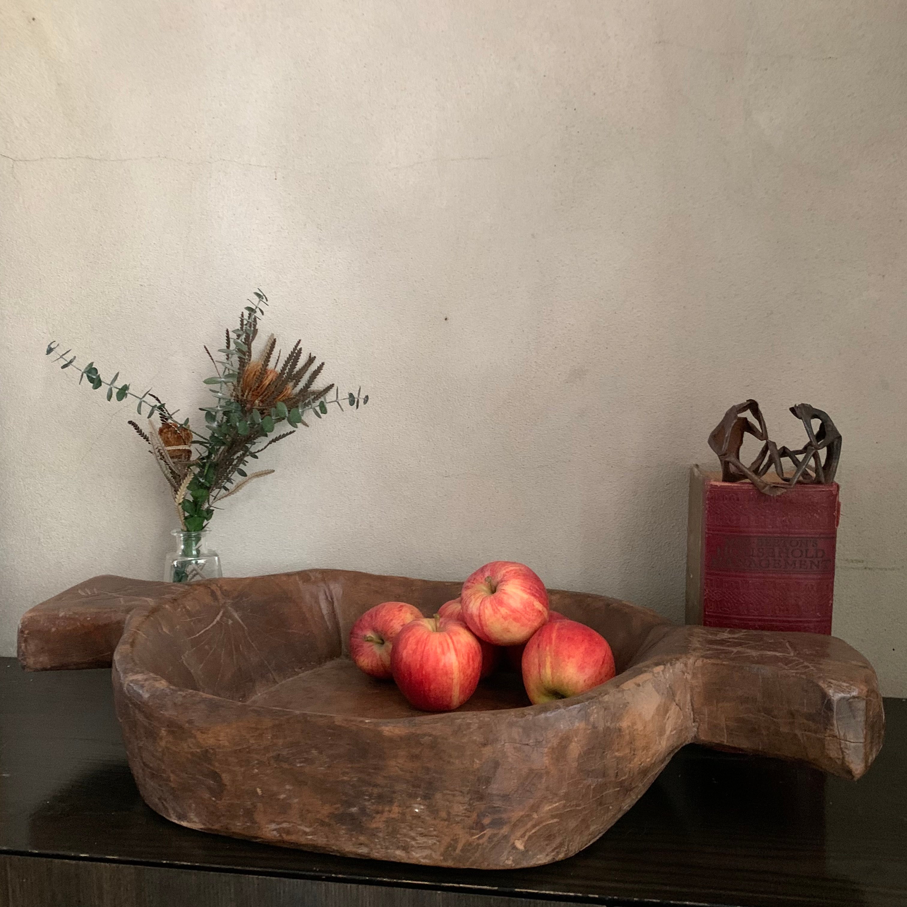 Large Hand-Carved Wooden Bowl