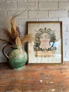 Framed Victorian Certificate of The Ancient Order of Foresters